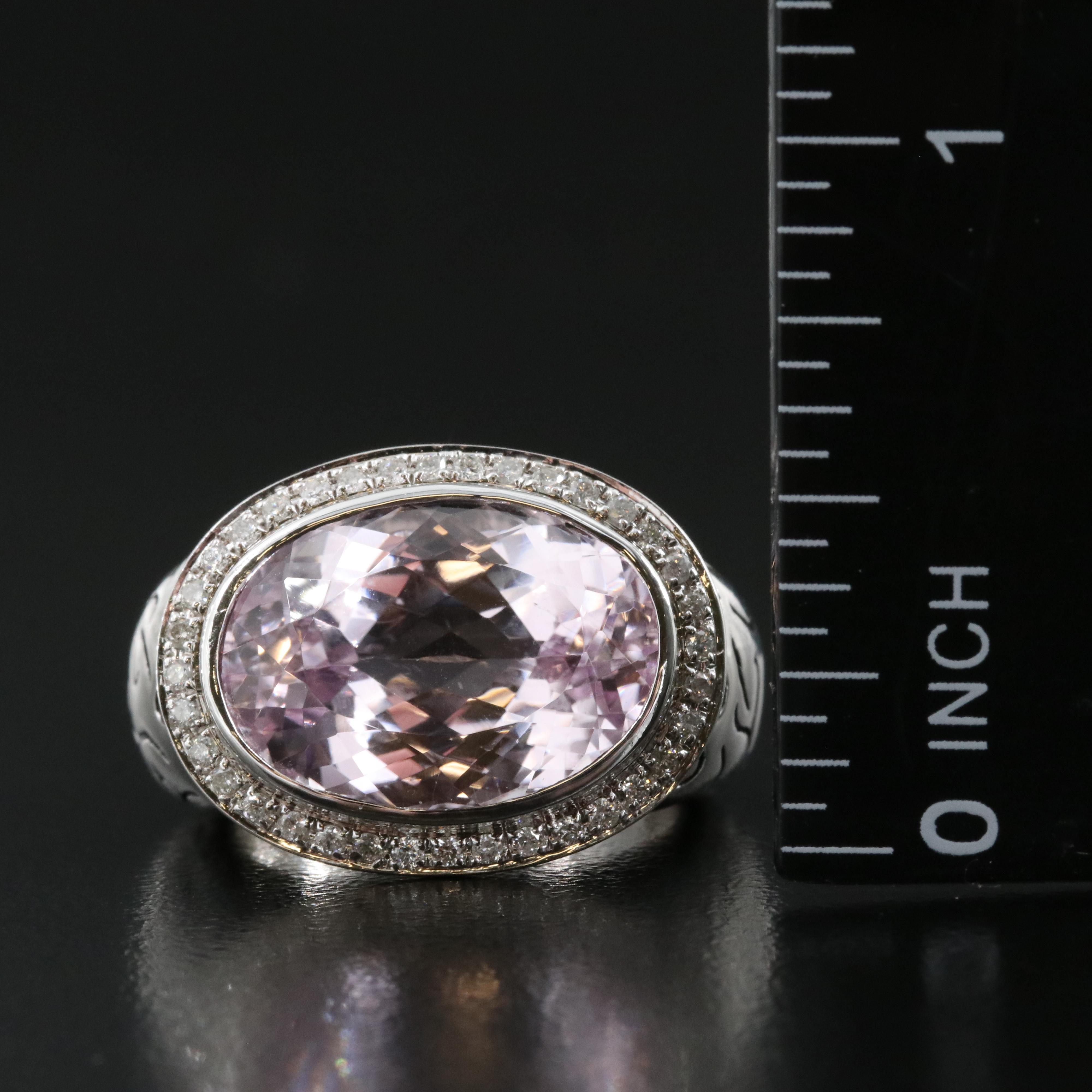 18K 10.83 CT Kunzite and Diamond East-West Ring