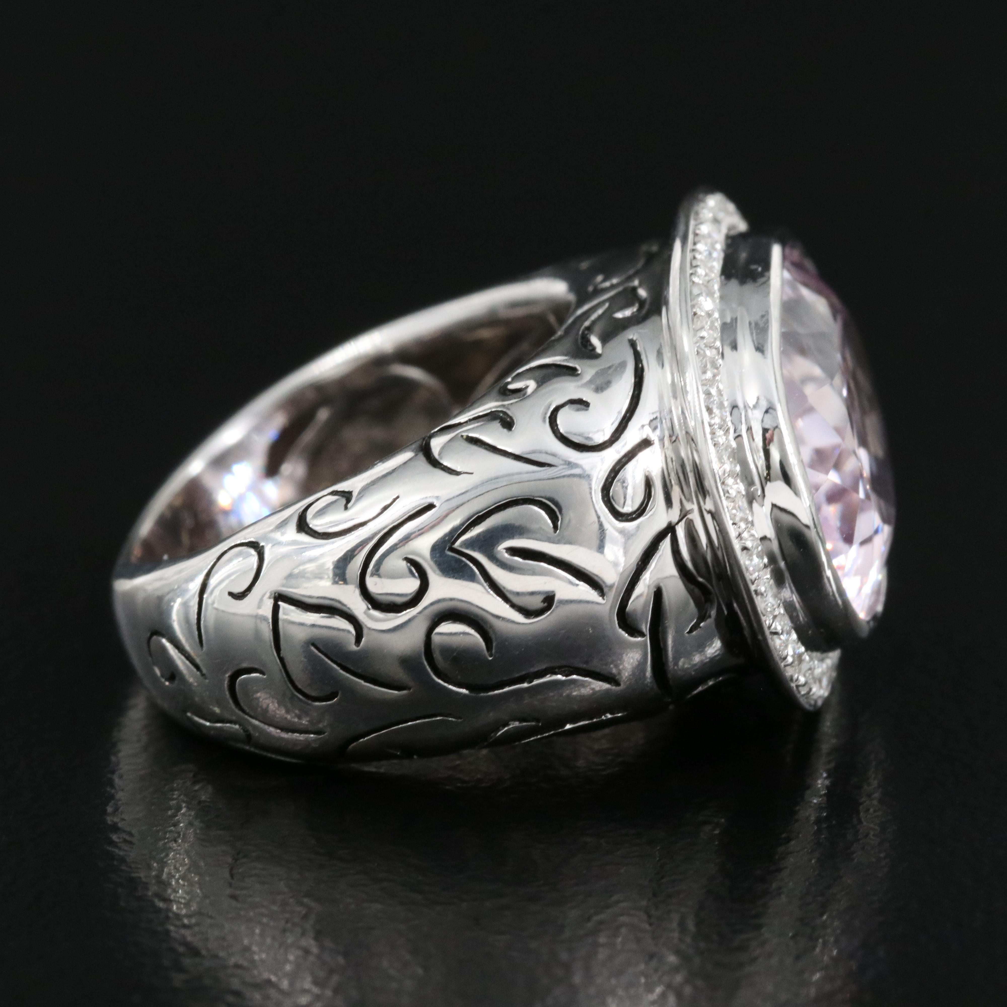 18K 10.83 CT Kunzite and Diamond East-West Ring