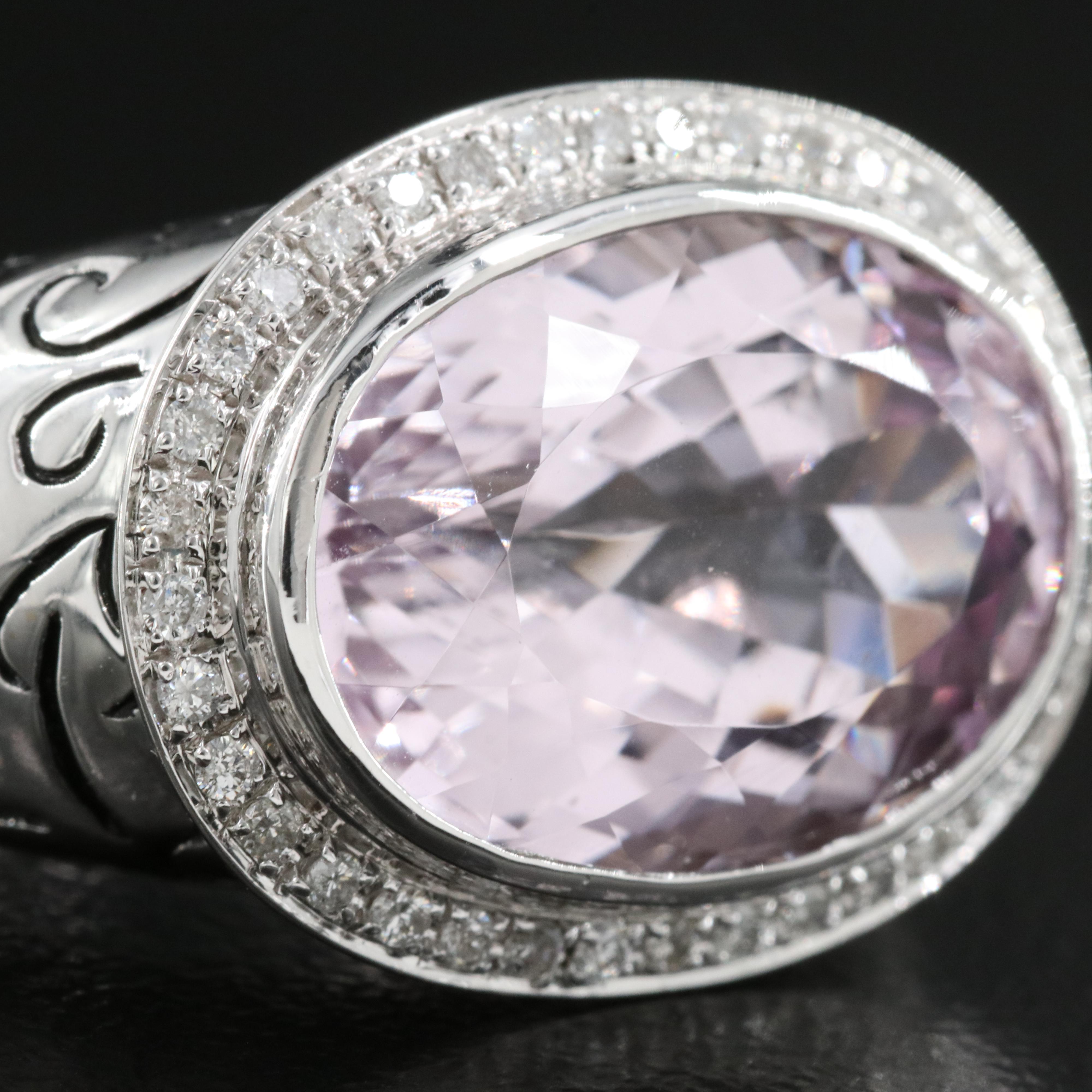 18K 10.83 CT Kunzite and Diamond East-West Ring