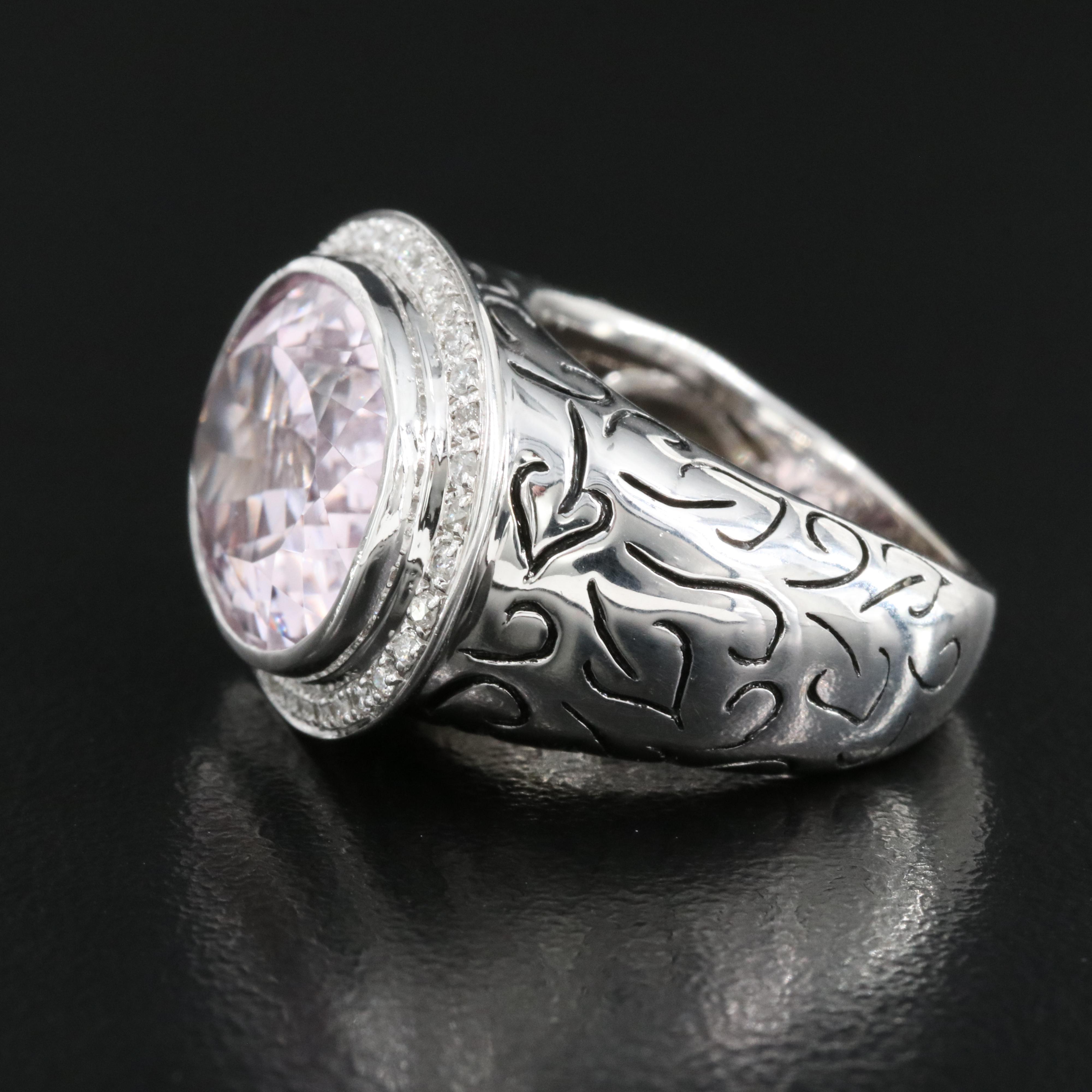 18K 10.83 CT Kunzite and Diamond East-West Ring