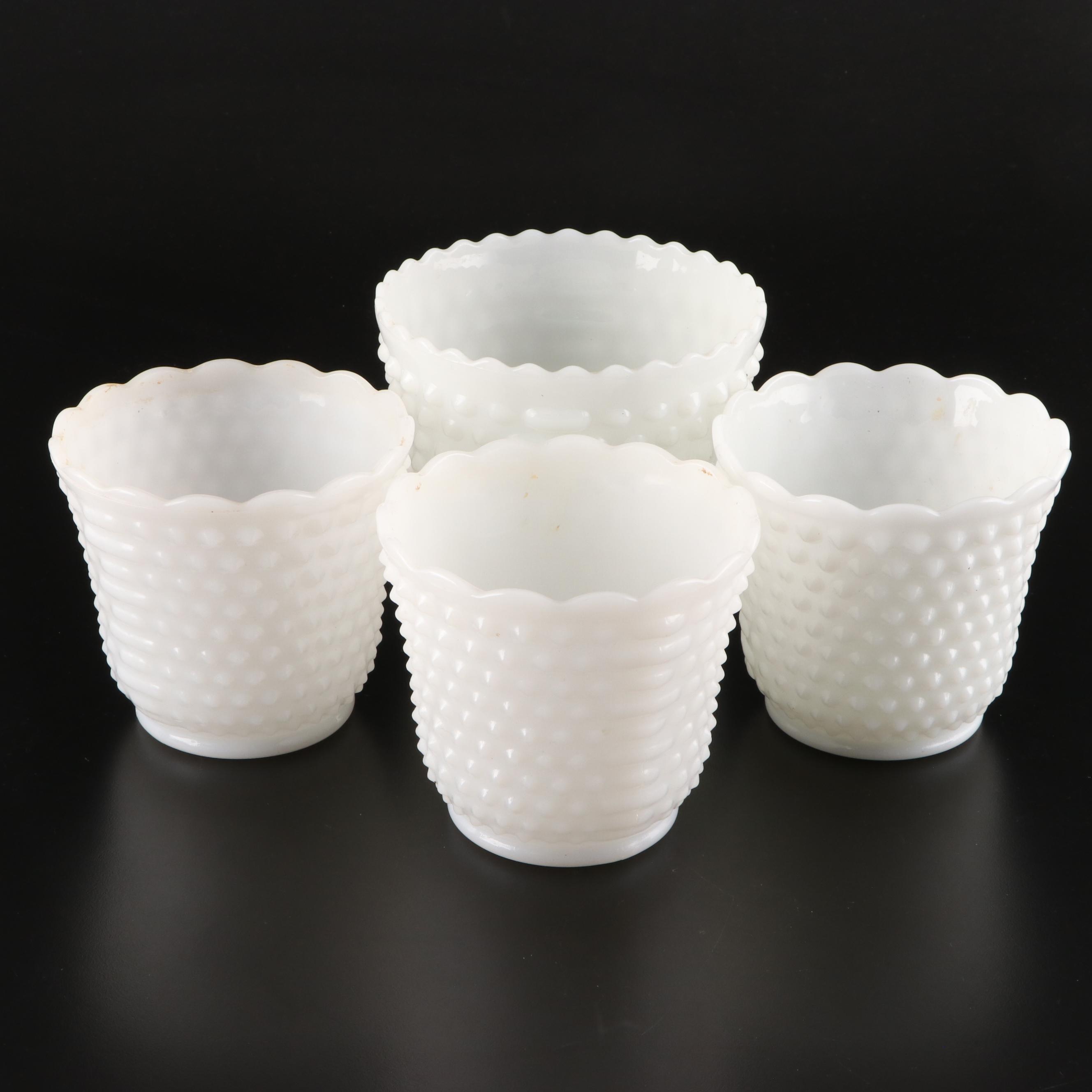 Fire-King Hobnail Vase with Milk Glass Serveware and Table Décor