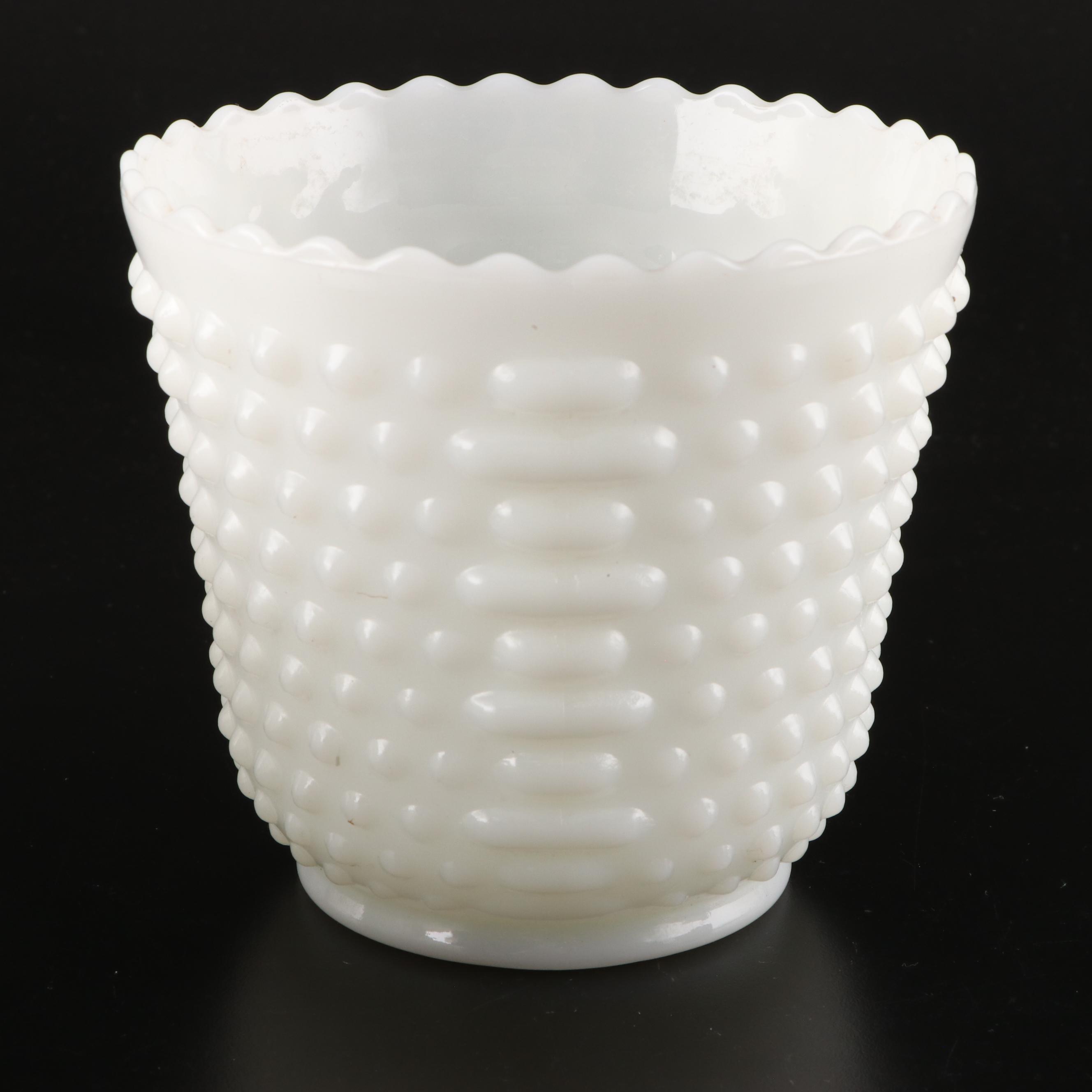 Fire-King Hobnail Vase with Milk Glass Serveware and Table Décor