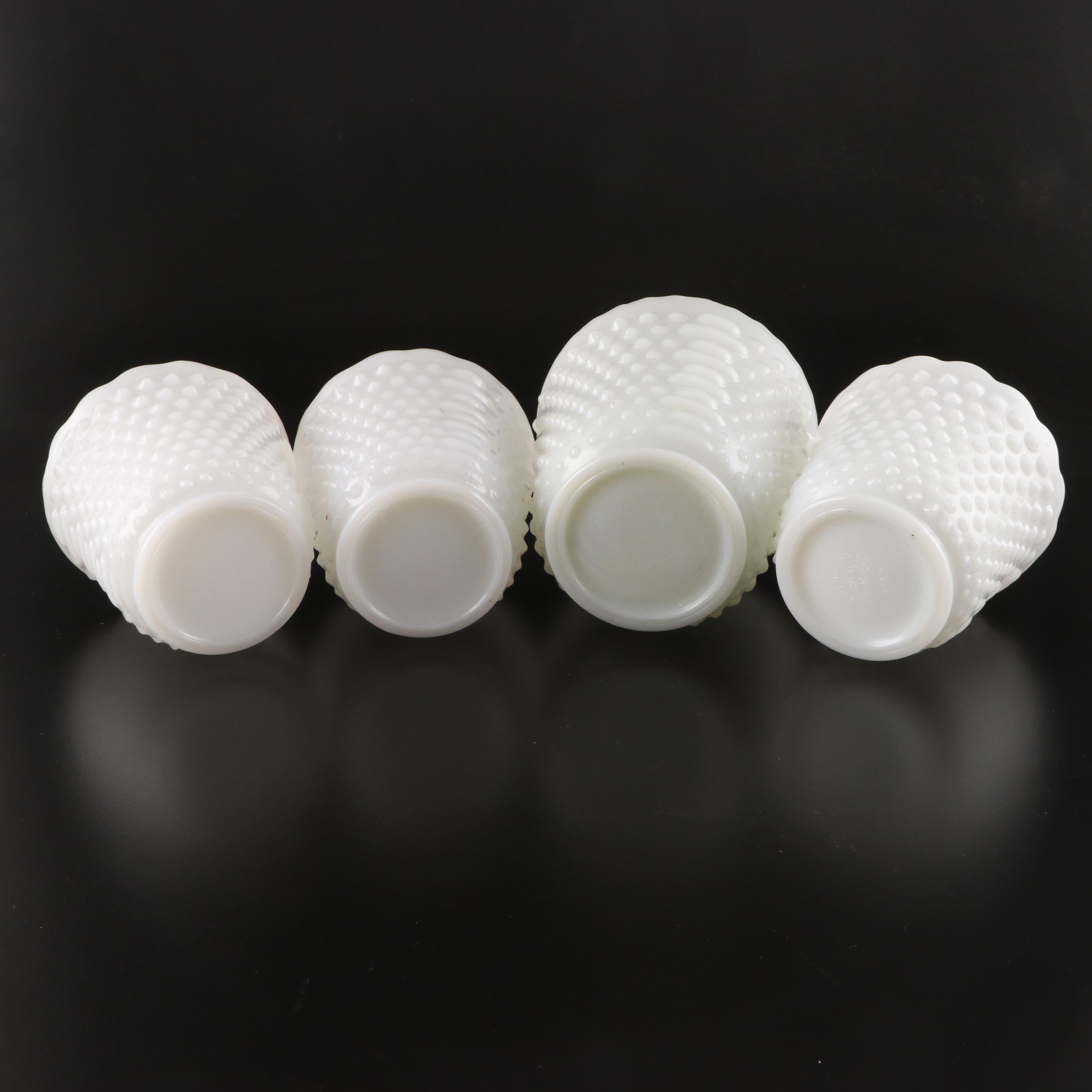 Fire-King Hobnail Vase with Milk Glass Serveware and Table Décor