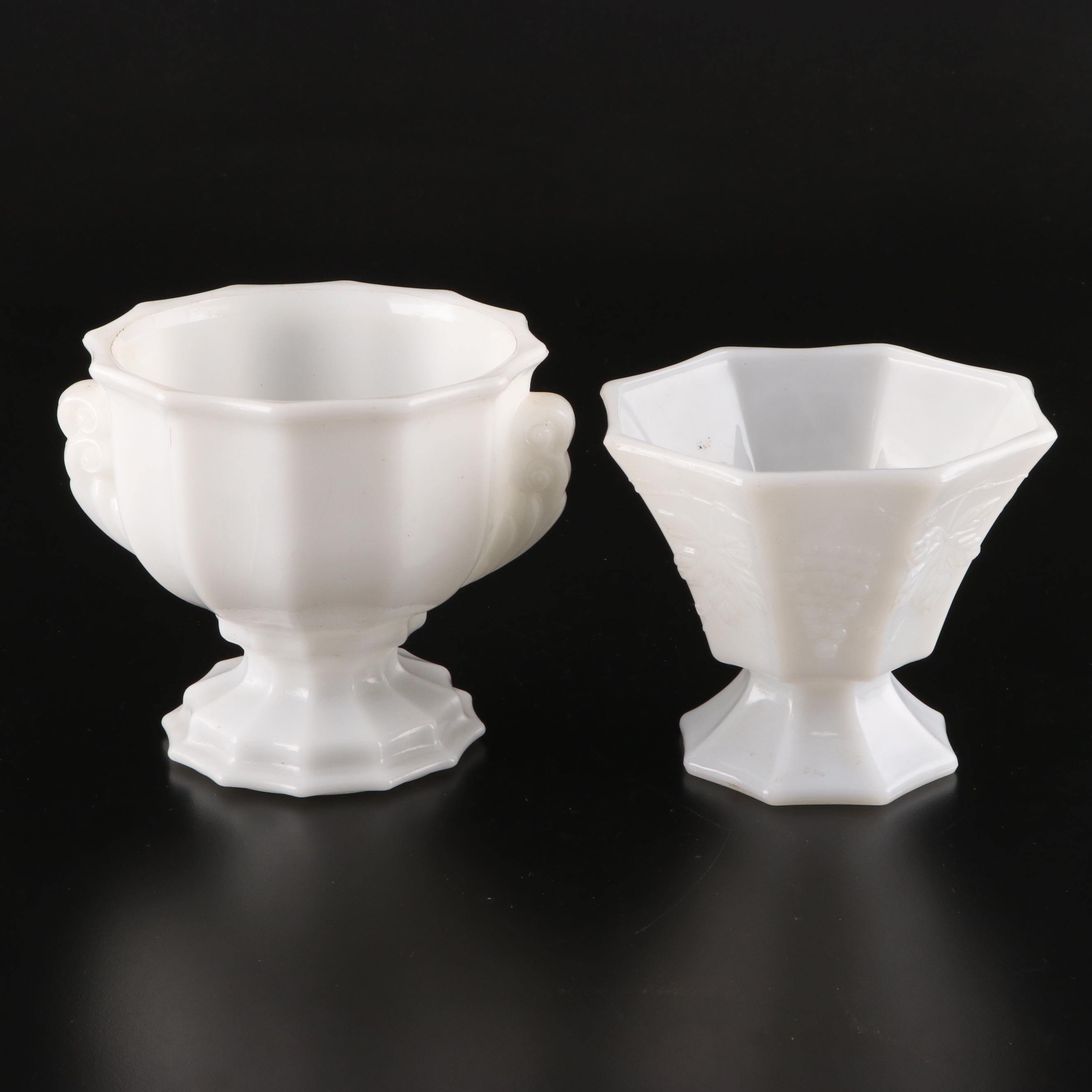 Fire-King Hobnail Vase with Milk Glass Serveware and Table Décor