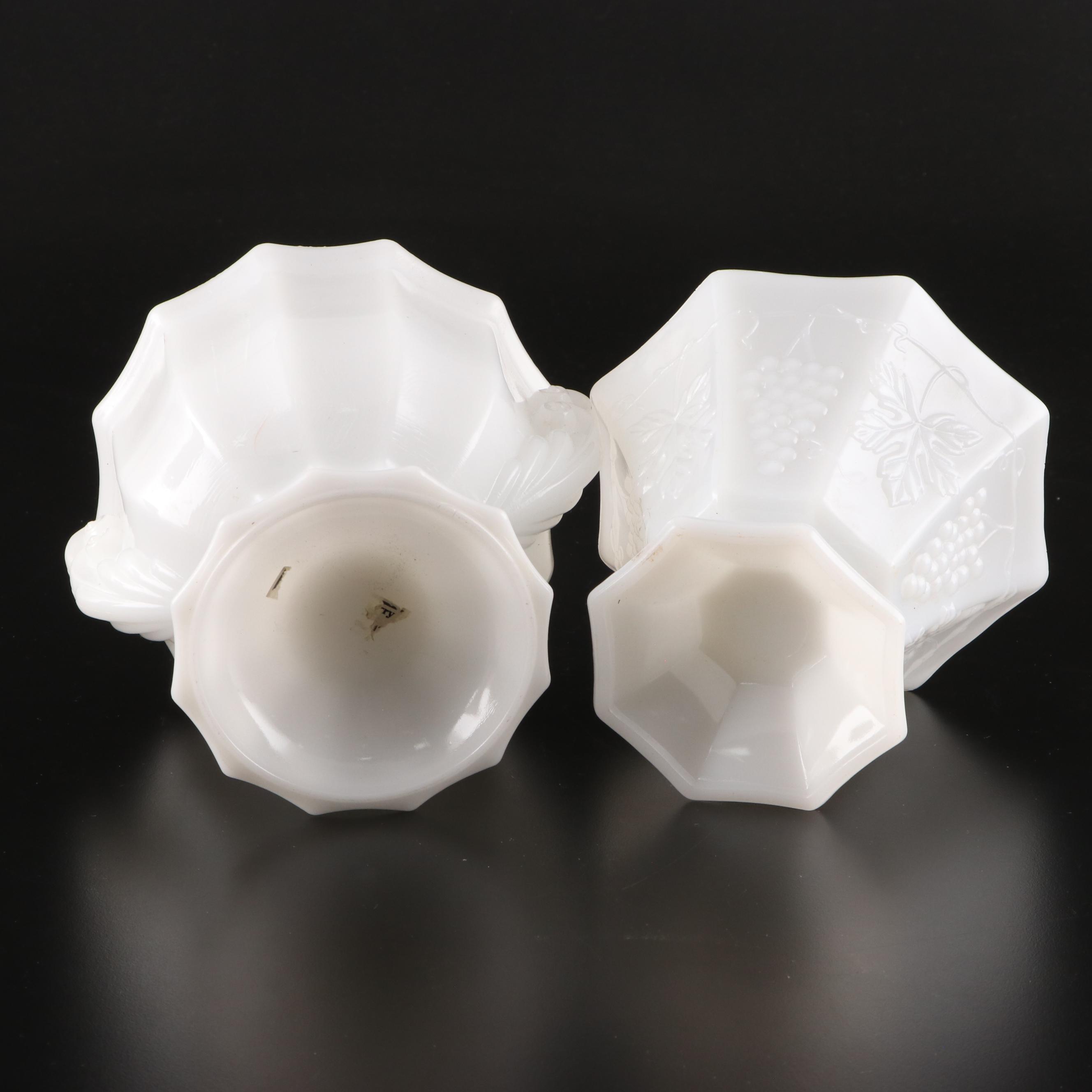 Fire-King Hobnail Vase with Milk Glass Serveware and Table Décor