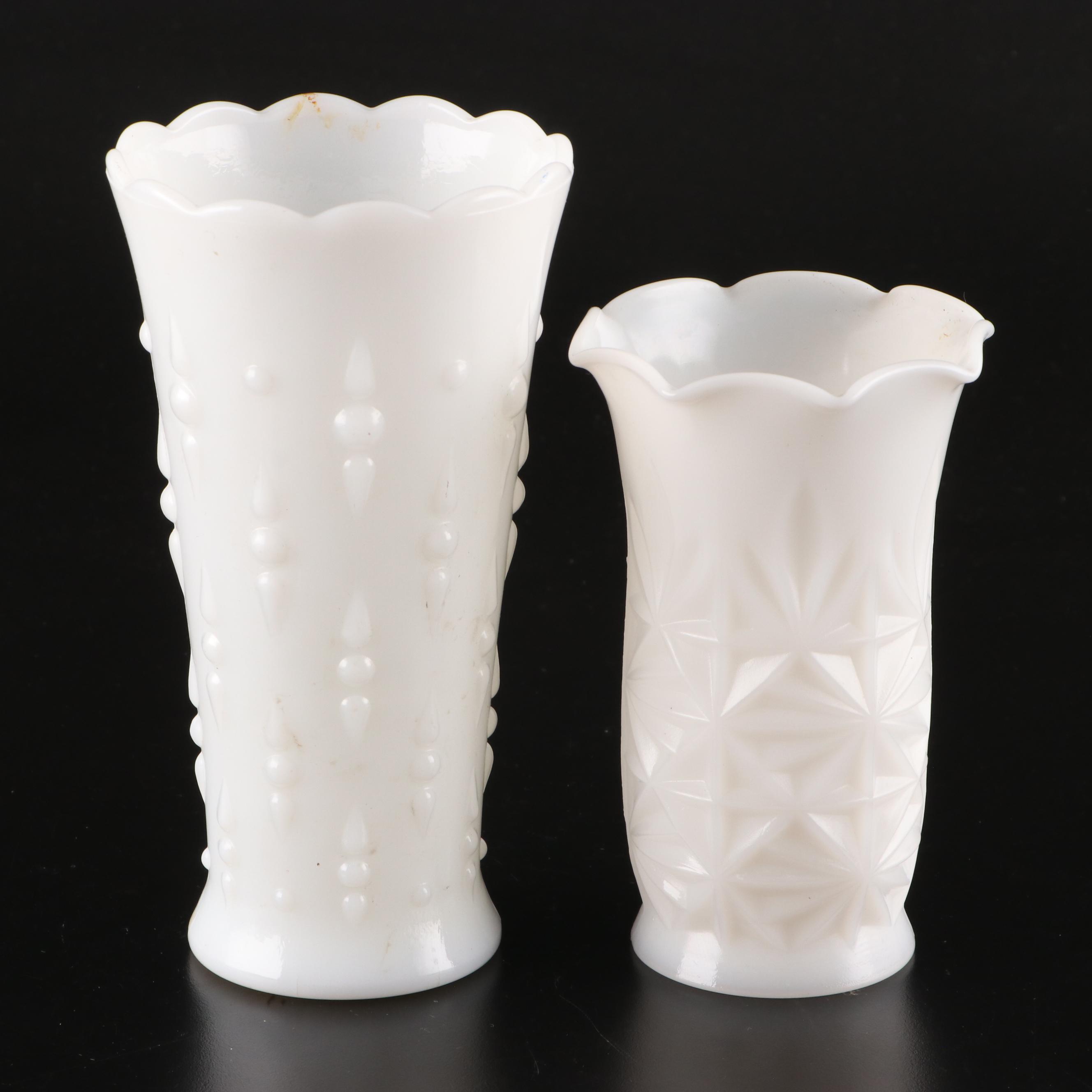 Fire-King Hobnail Vase with Milk Glass Serveware and Table Décor