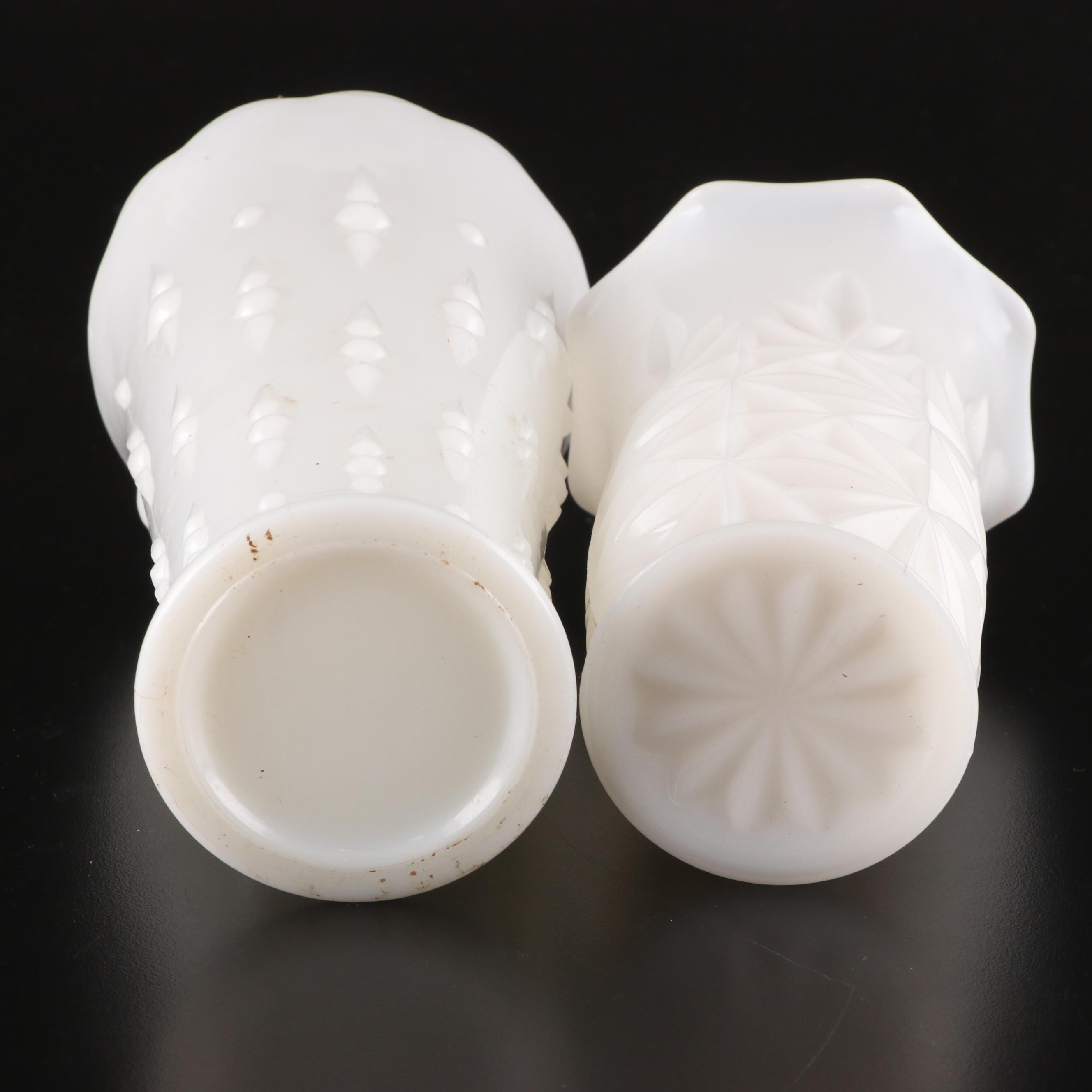 Fire-King Hobnail Vase with Milk Glass Serveware and Table Décor