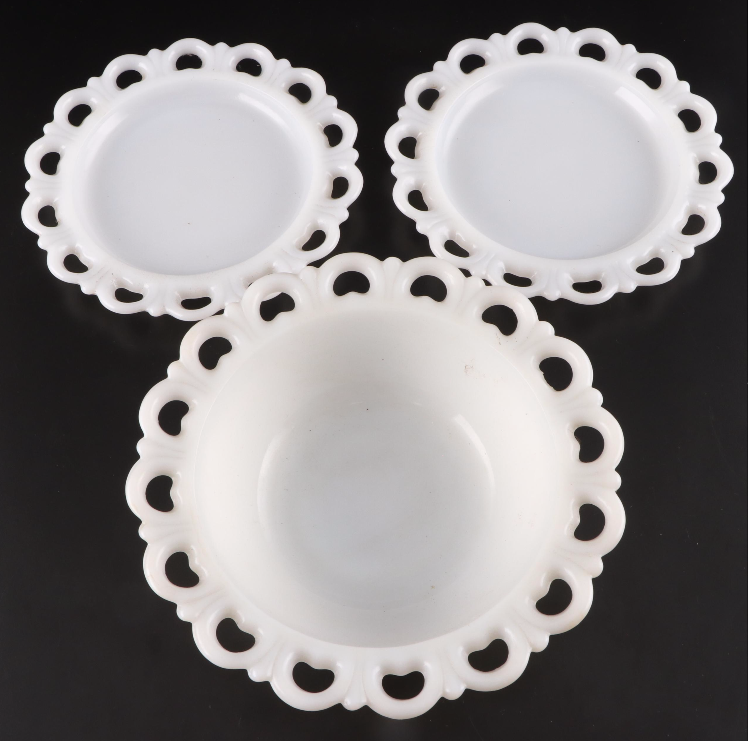 Fire-King Hobnail Vase with Milk Glass Serveware and Table Décor