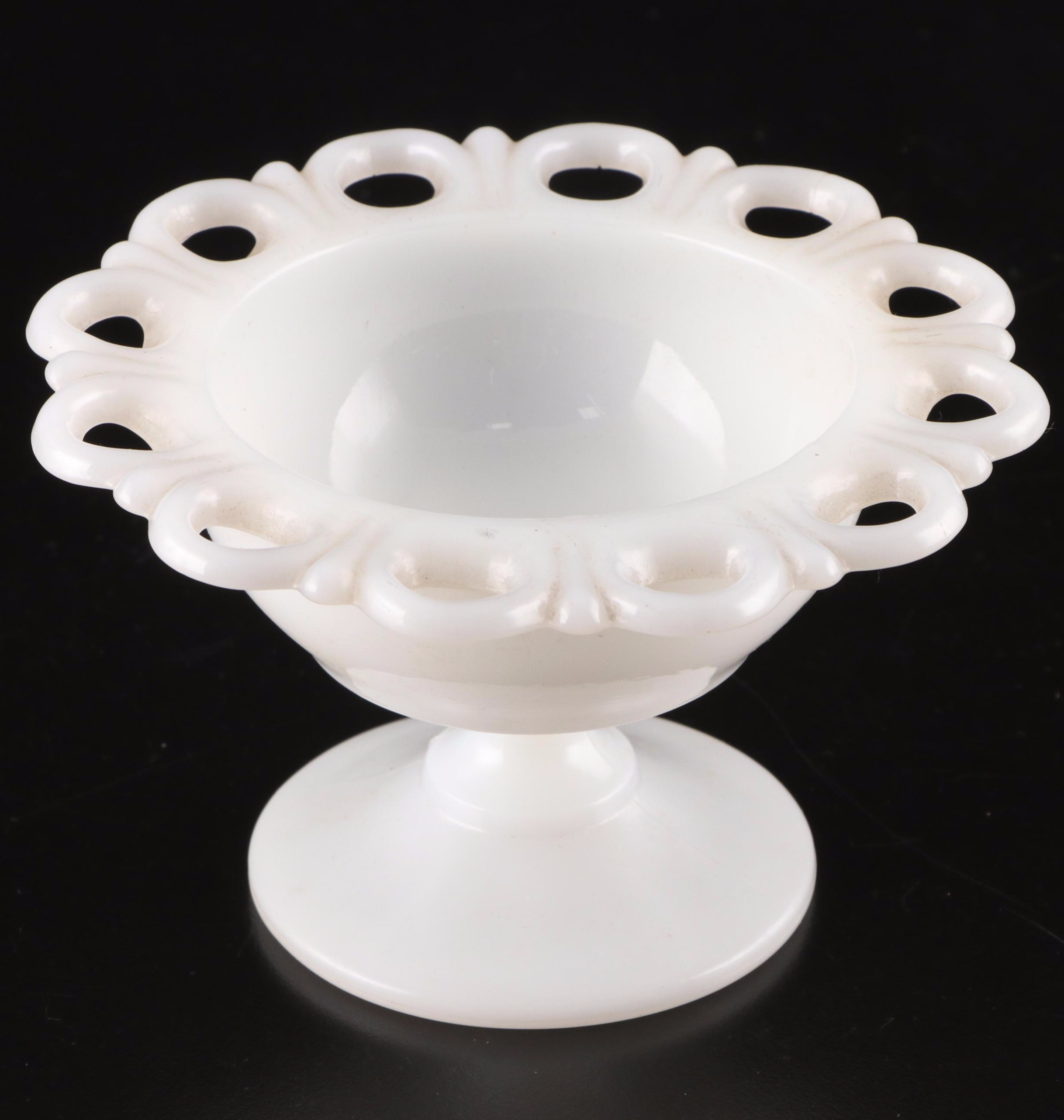 Fire-King Hobnail Vase with Milk Glass Serveware and Table Décor