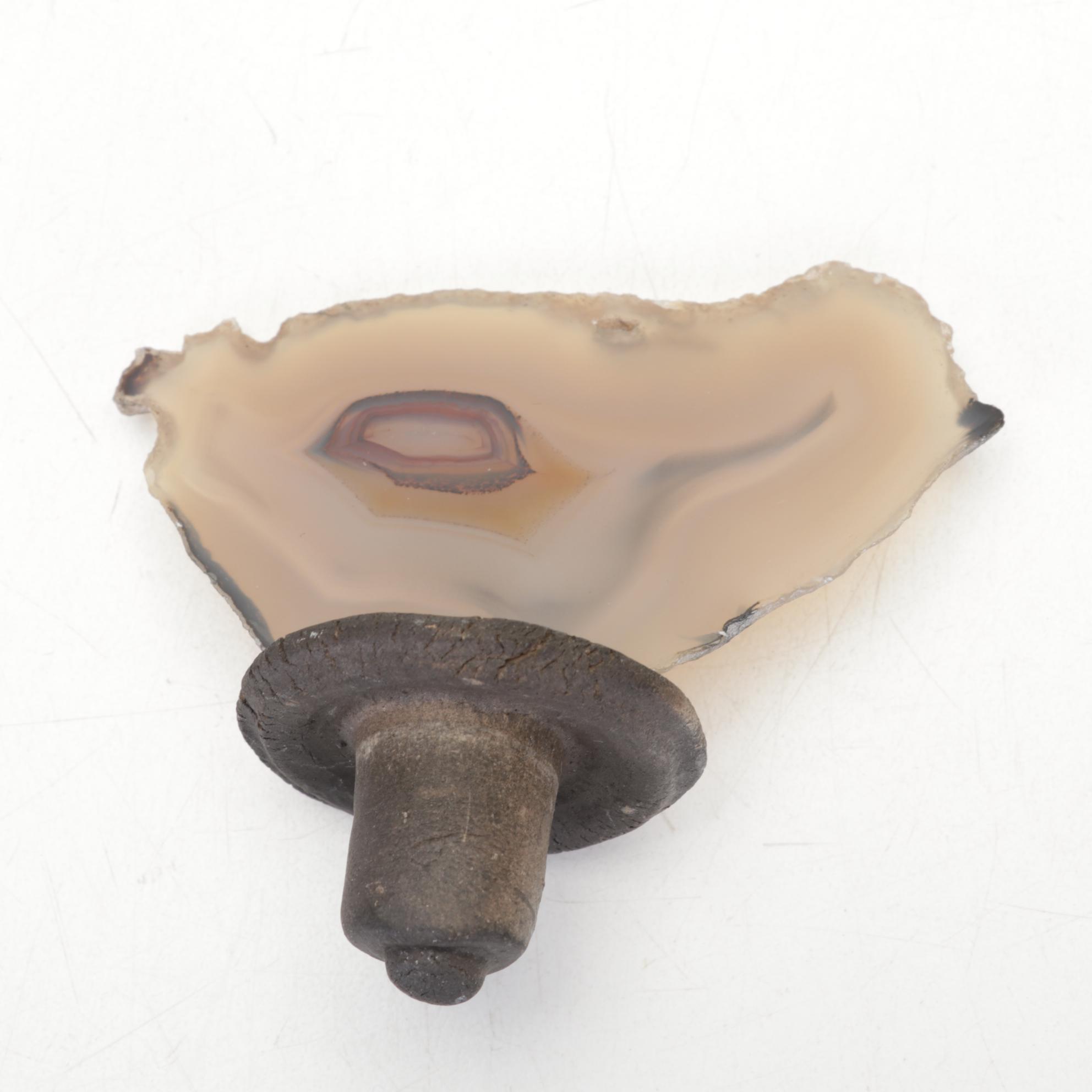 Carved Amethyst Crystal With Banded Calcite Vase, Ceramic Planter, More