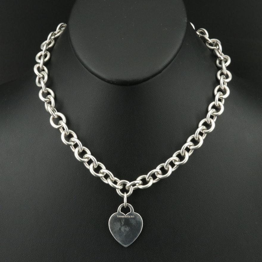 Tiffany & Co. Sterling Heart Tag Necklace