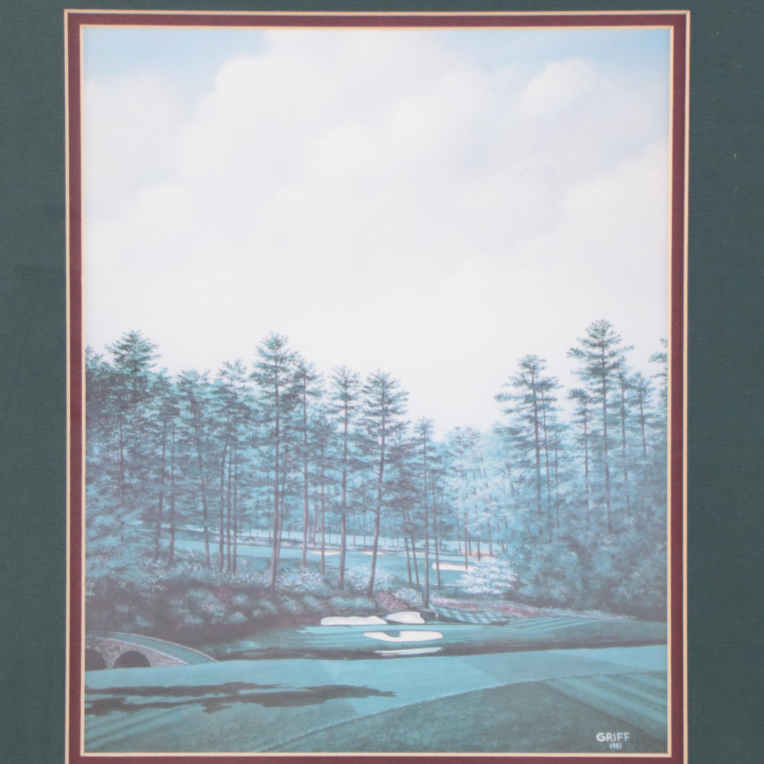 Offset Lithographs of Golf Scenes After George Griff, Late 20th Century