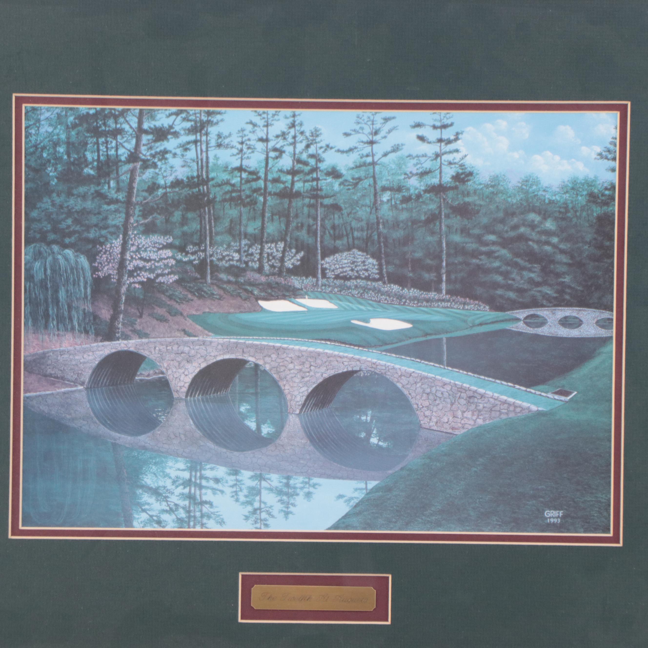 Offset Lithographs of Golf Scenes After George Griff, Late 20th Century