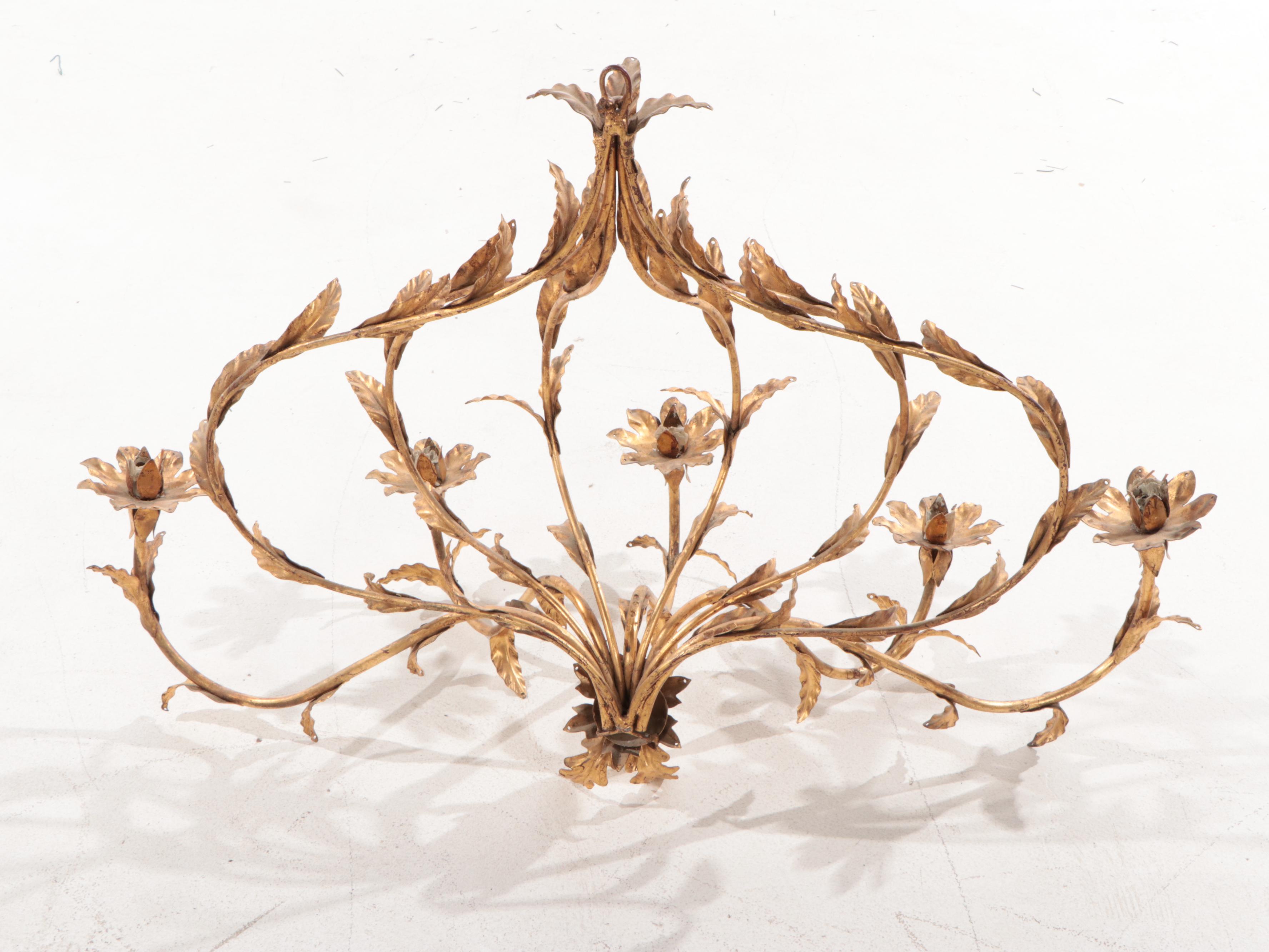 Italianate Gilt Metal Five-Arm Candle Sconce, Late 20th Century