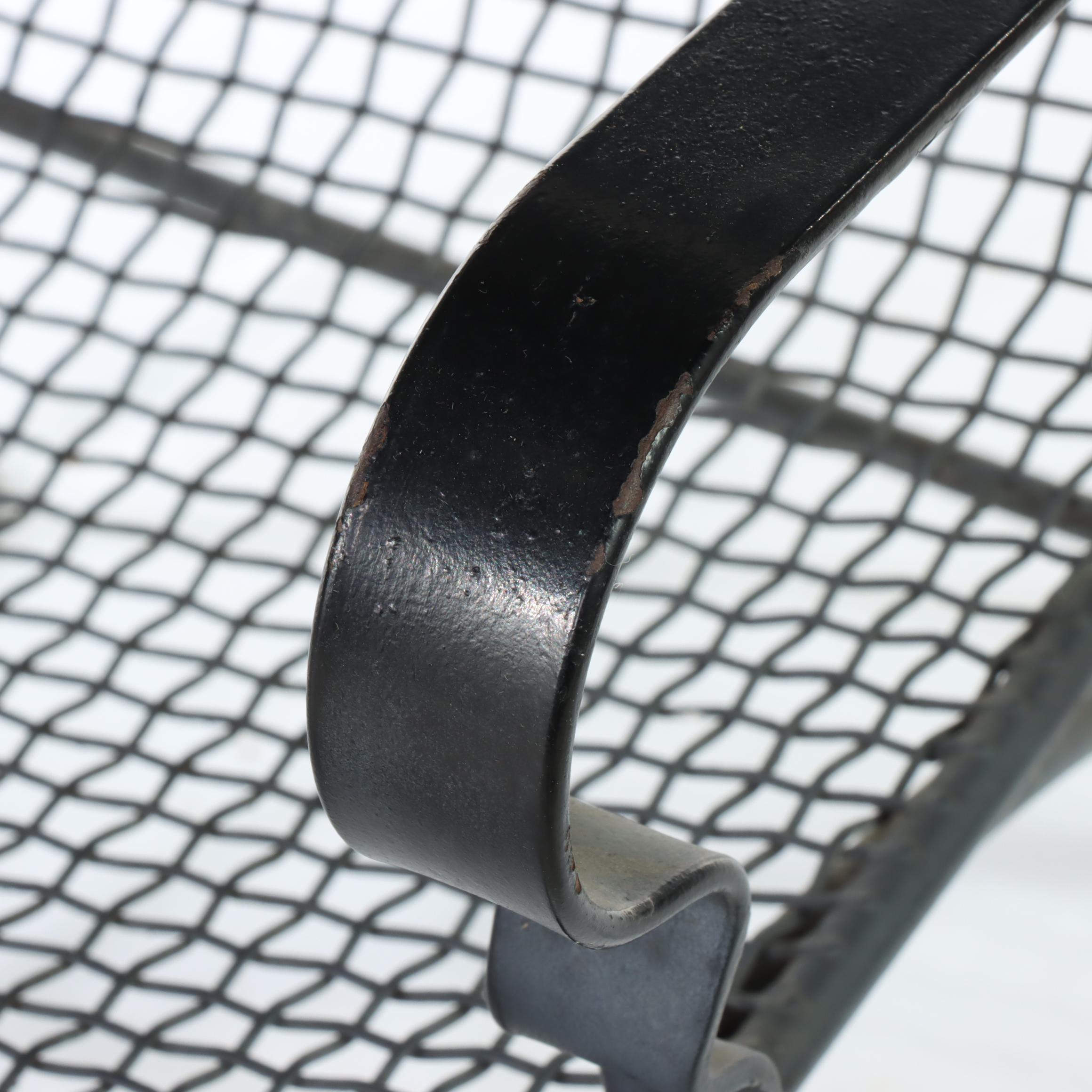 Two Iron and Wire Mesh Patio Armchairs, Incl. Rocker, Mid to Late 20th Century