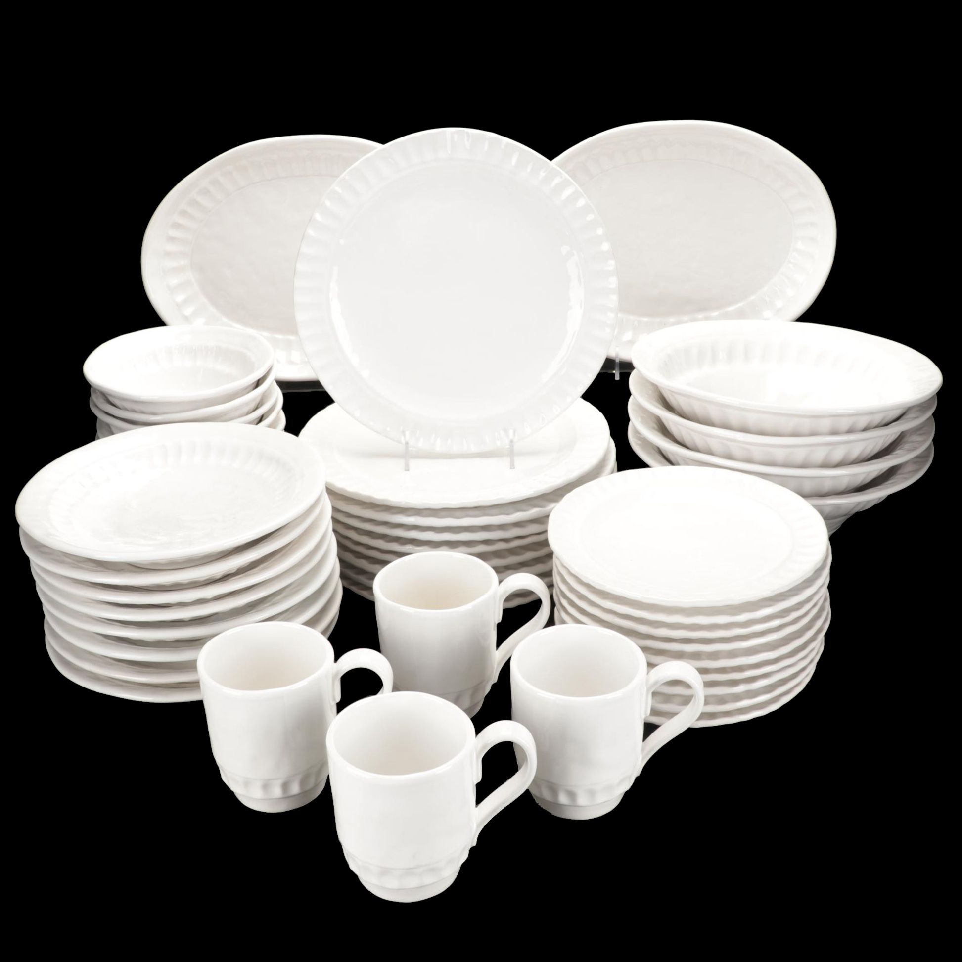 Italian Vietri White Earthenware Plates and Tableware