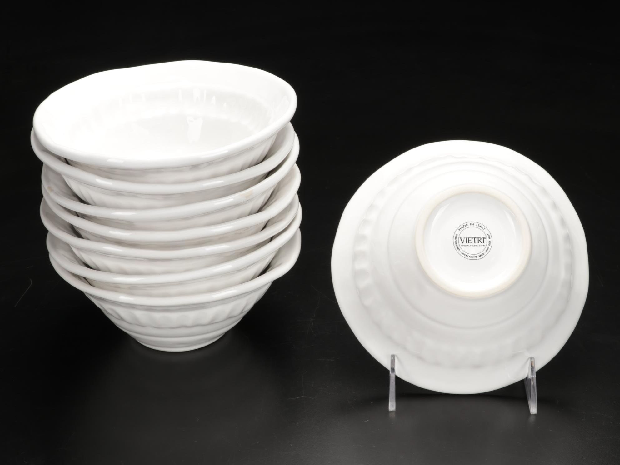 Italian Vietri White Earthenware Plates and Tableware