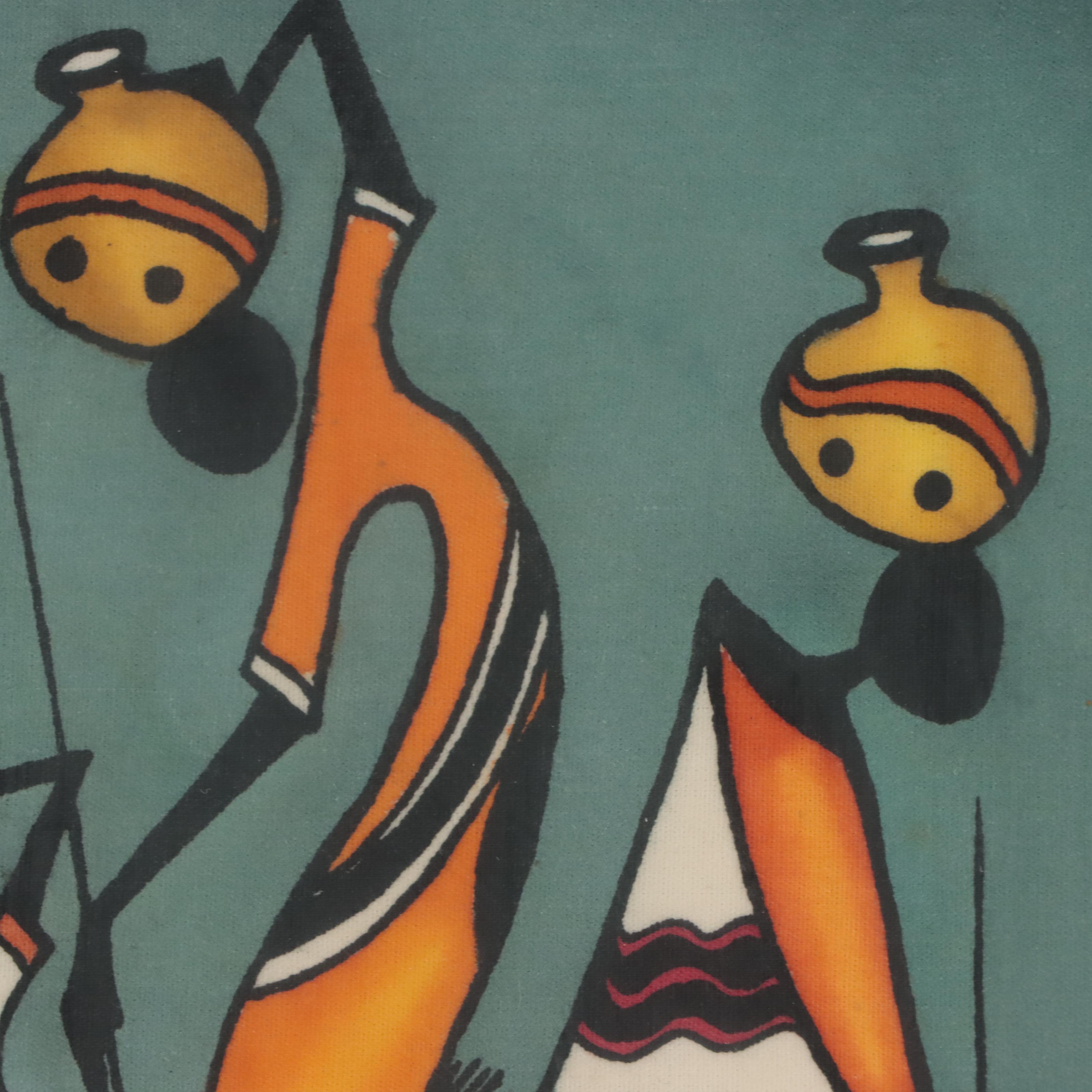 Kiwannka African Folk Art Hand-Painted Textile