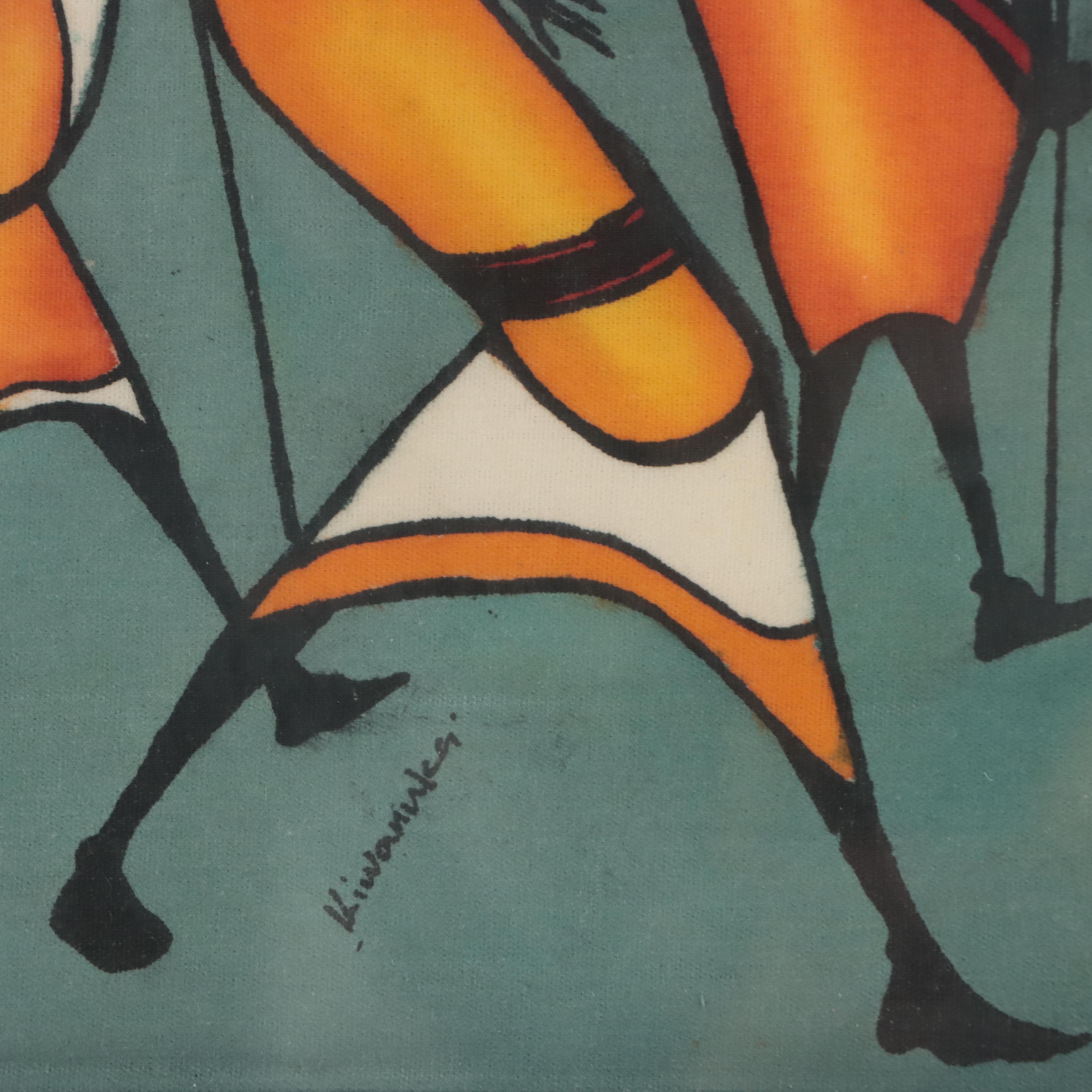 Kiwannka African Folk Art Hand-Painted Textile