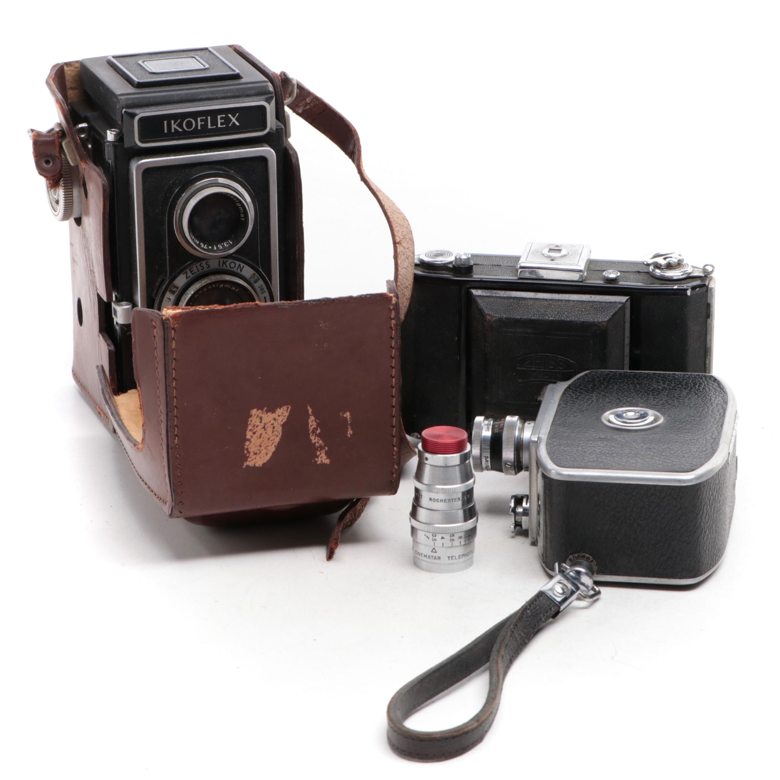 Zeiss Ikon Ikoflex and Nettar Cameras with Paillard-Bolex Movie Camera