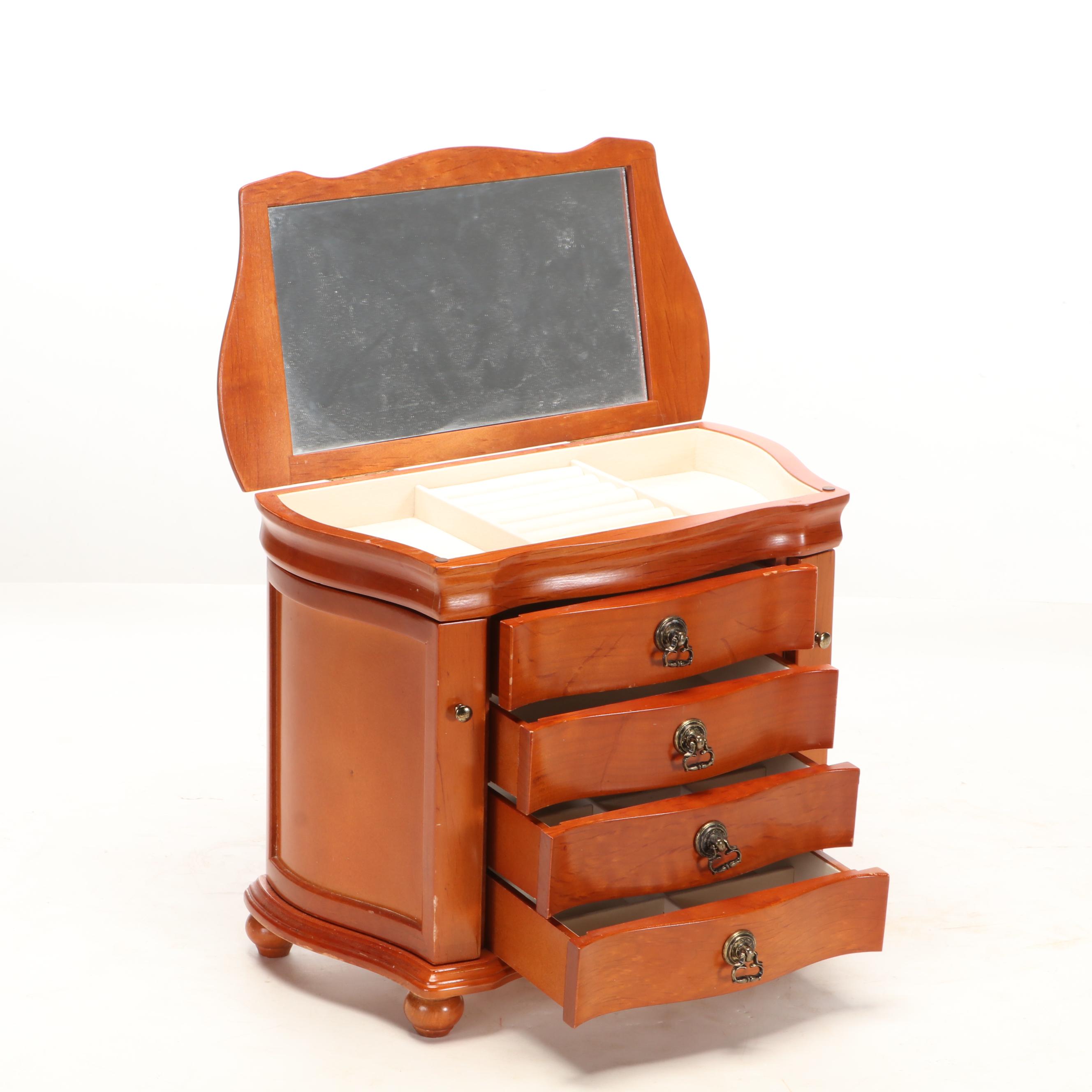 Bombay Company Mahogany Jewelry Box With Other Wood Jewelry Box