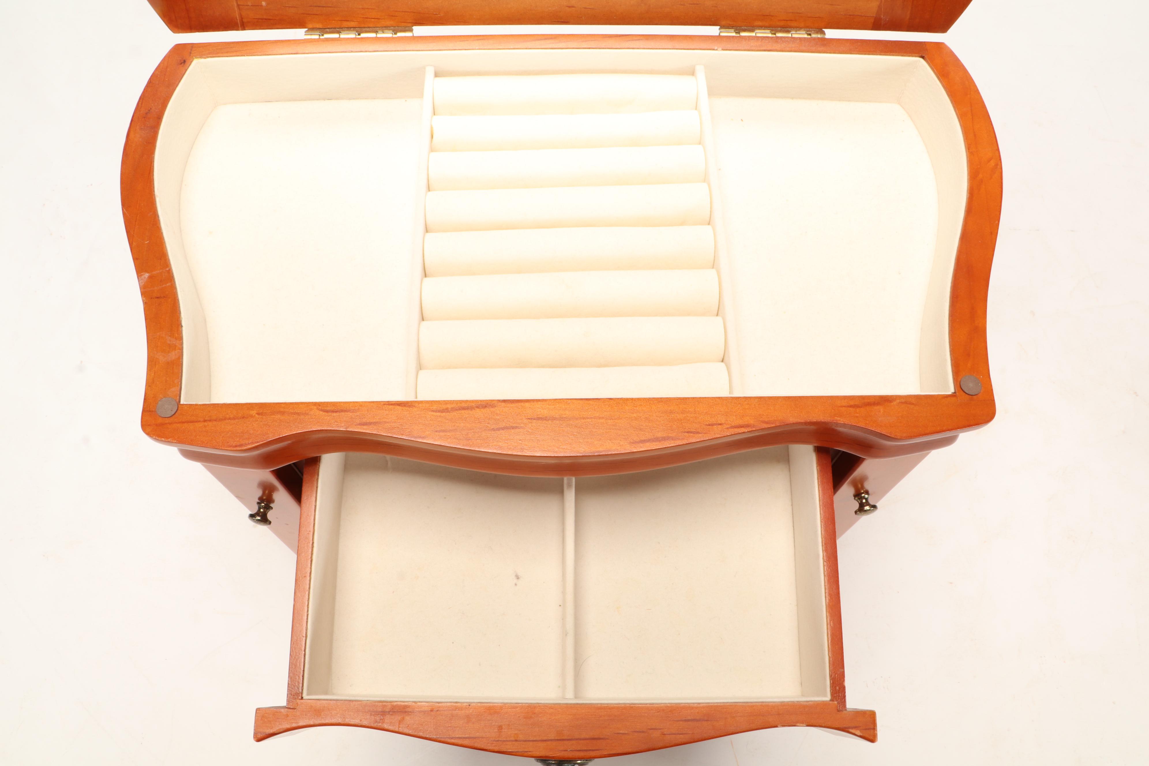 Bombay Company Mahogany Jewelry Box With Other Wood Jewelry Box