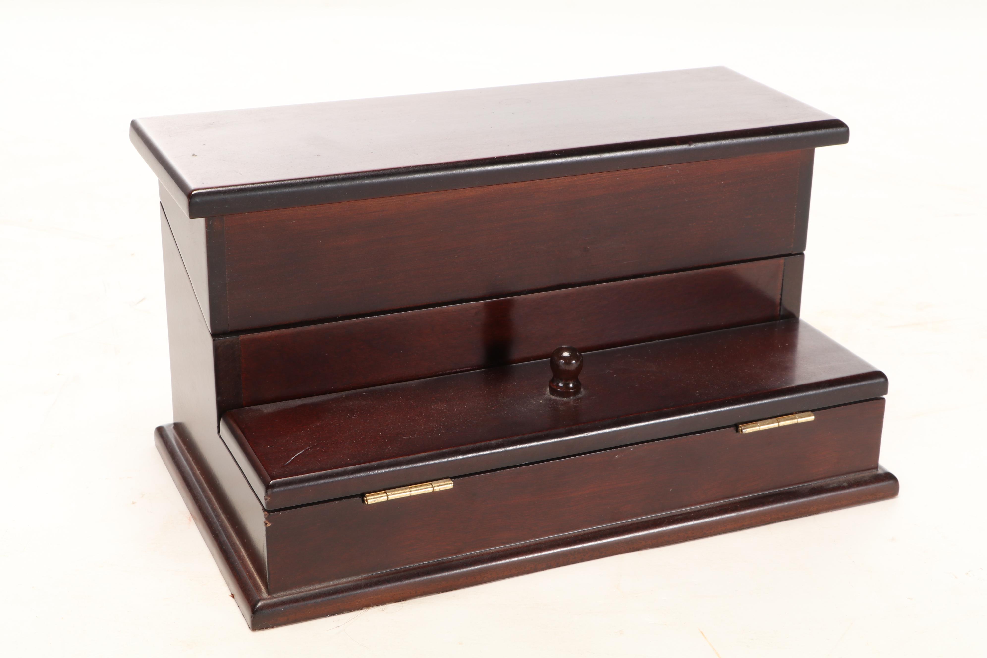 Bombay Company Mahogany Jewelry Box With Other Wood Jewelry Box