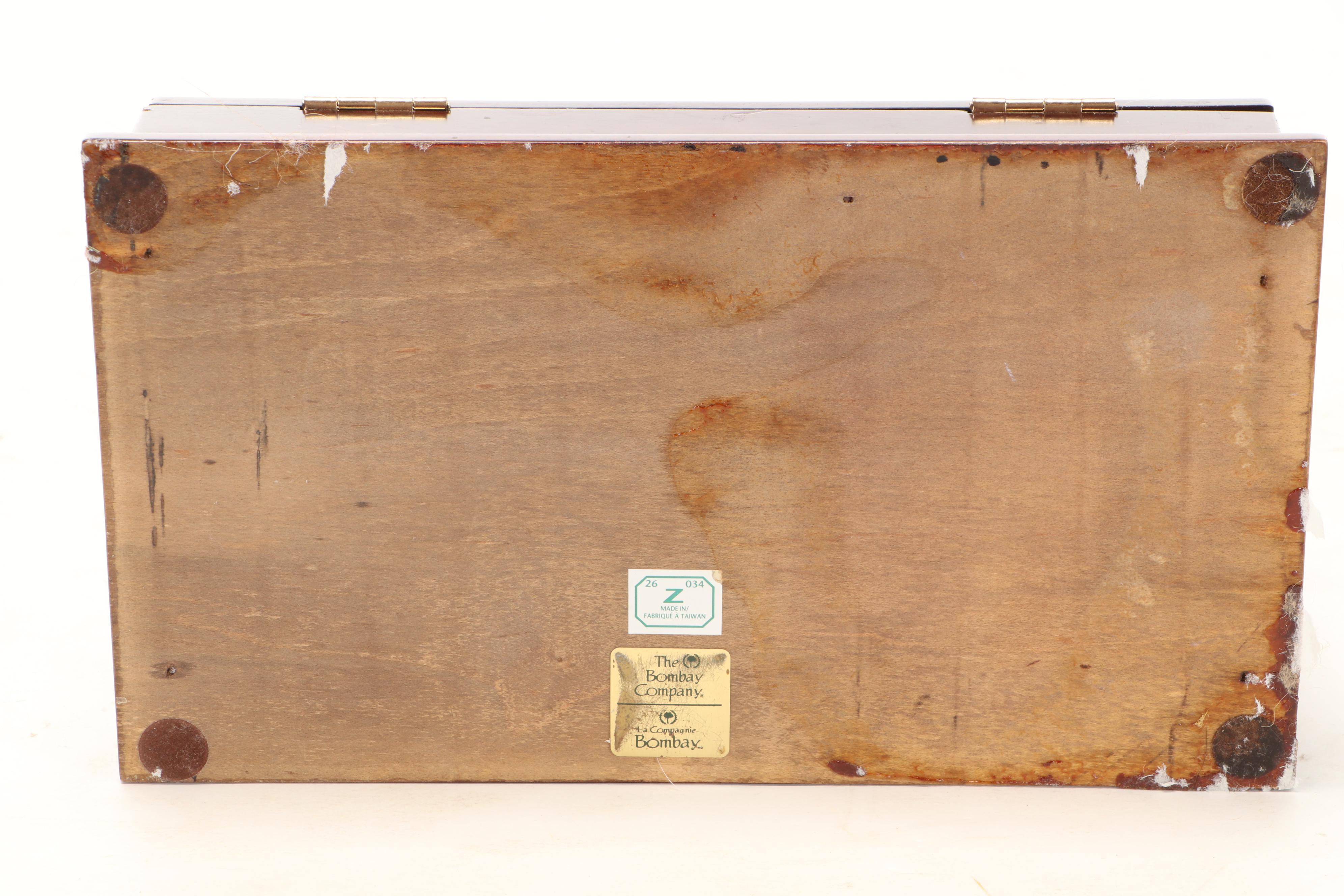 Bombay Company Mahogany Jewelry Box With Other Wood Jewelry Box