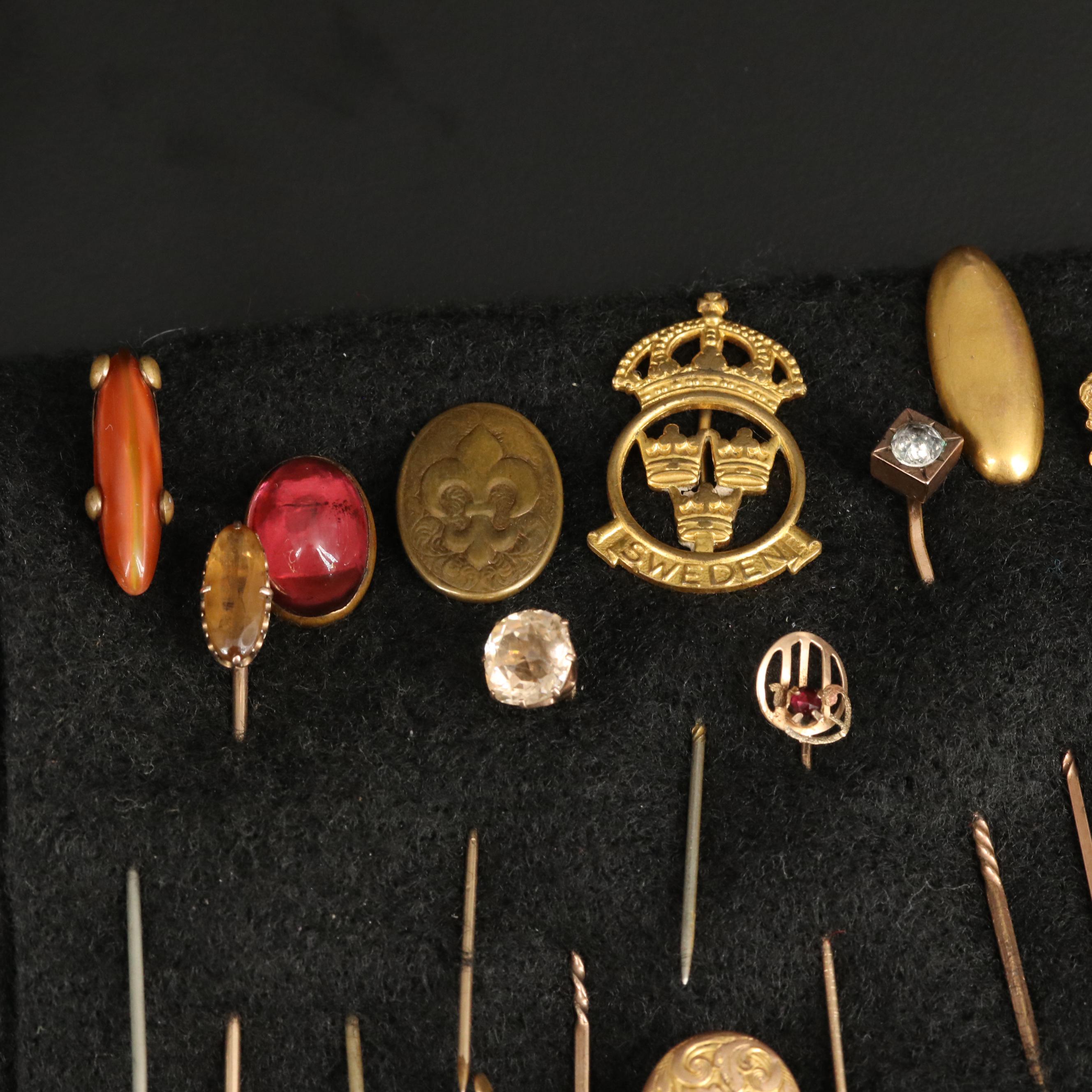 Vintage and Antique Stick Pins Including 14K and 10K