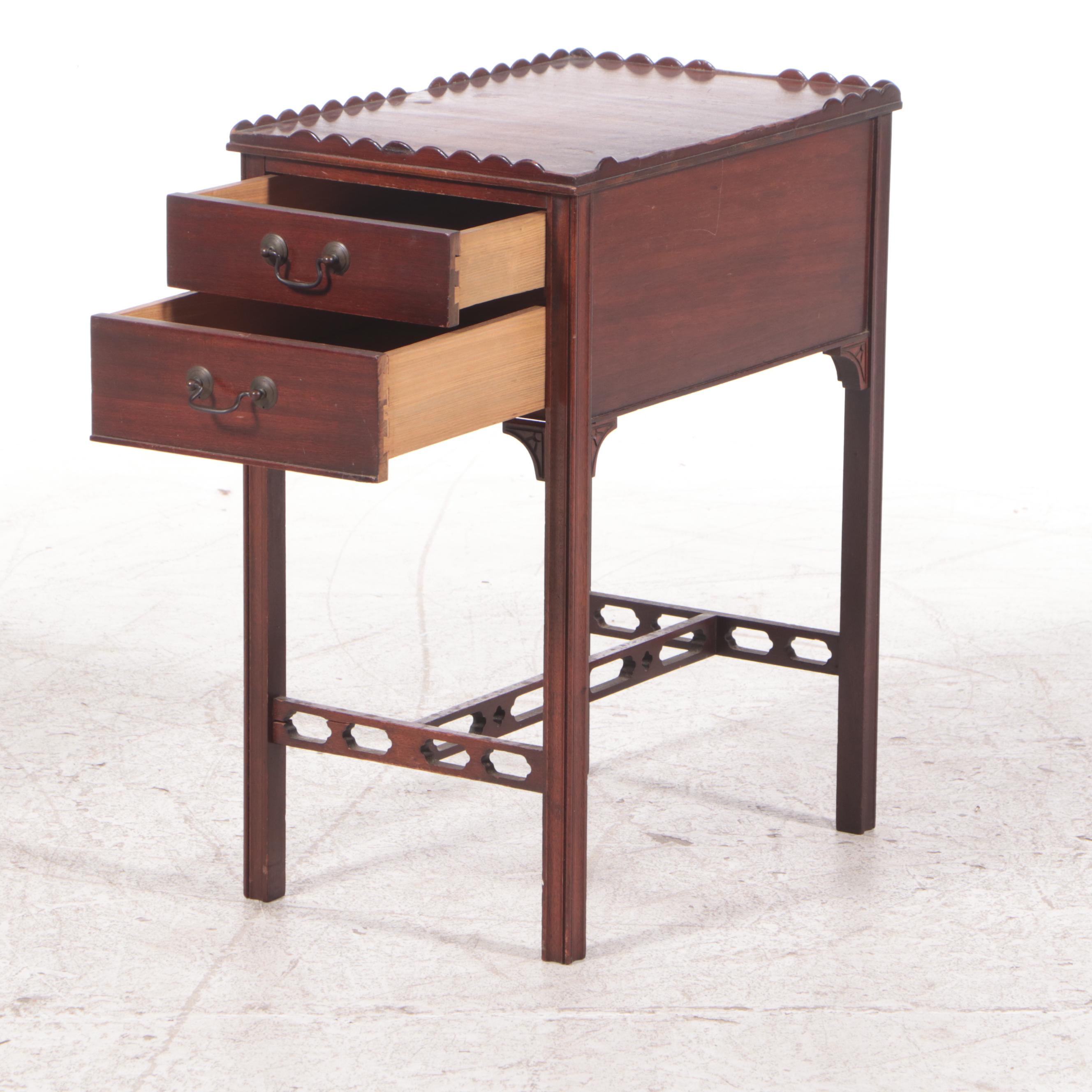 George III Style Mahogany Two-Drawer Side Table, Mid-20th Century