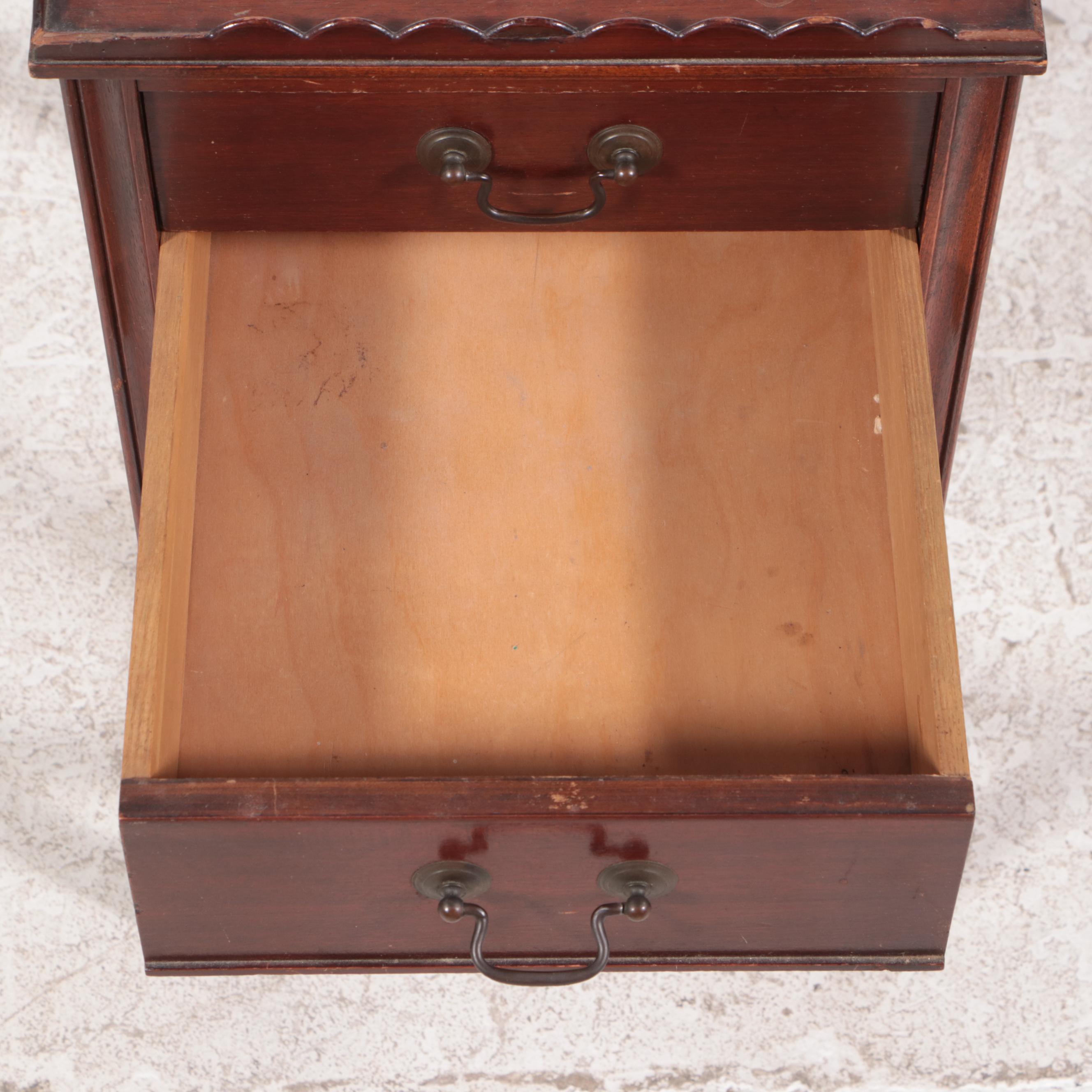 George III Style Mahogany Two-Drawer Side Table, Mid-20th Century