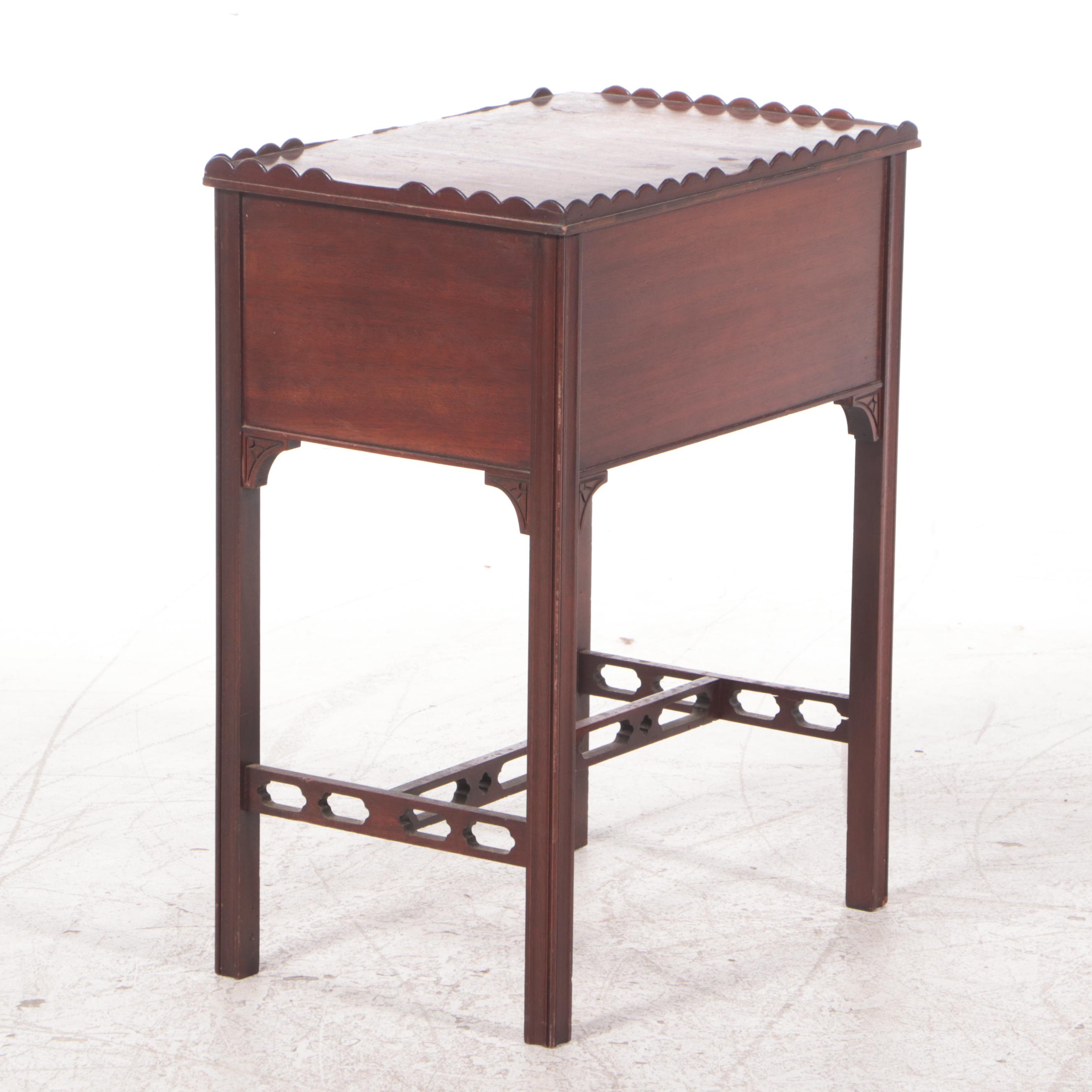 George III Style Mahogany Two-Drawer Side Table, Mid-20th Century