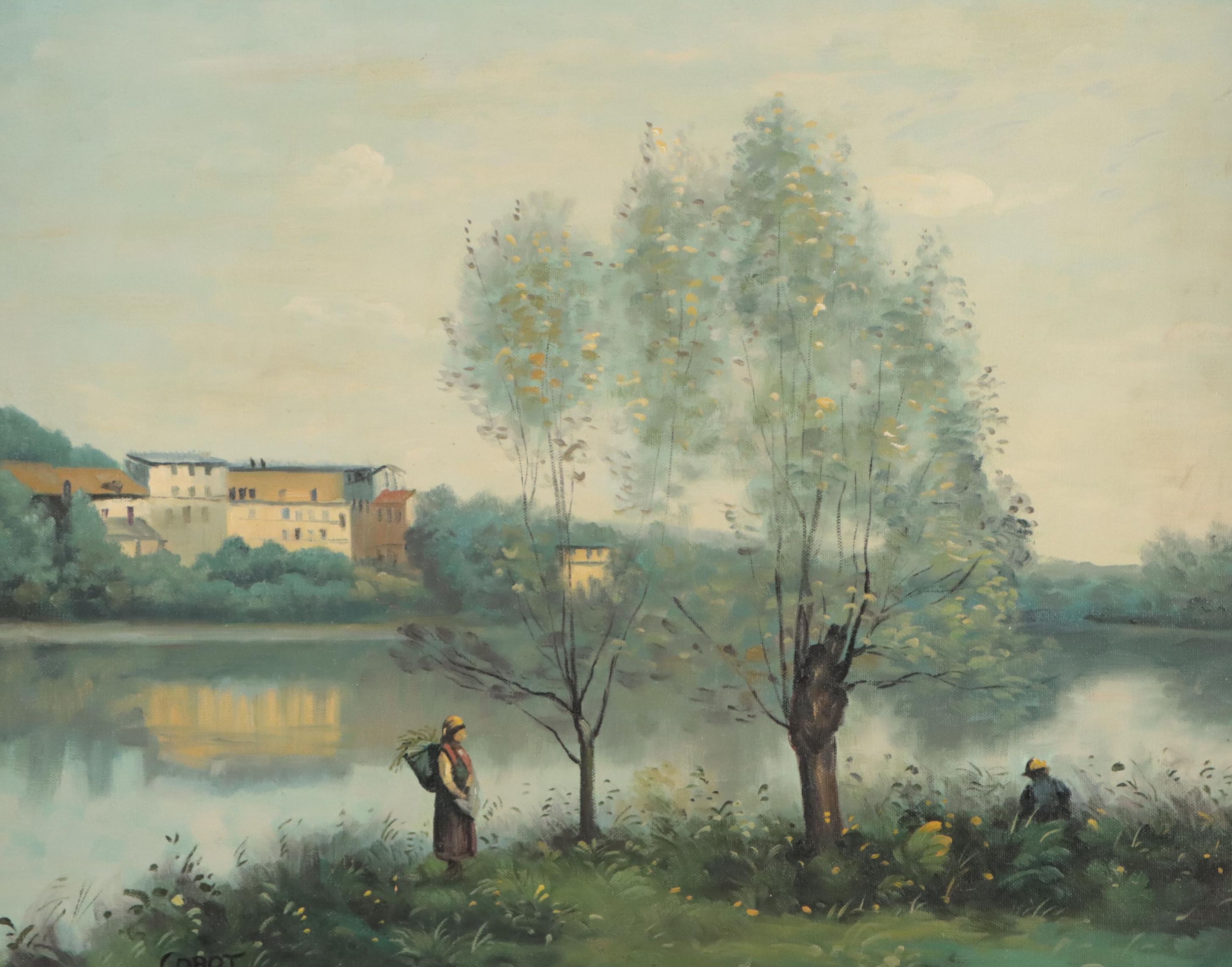 Oil Painting After Jean-Baptiste-Camille Corot "Ville-d'Avray"