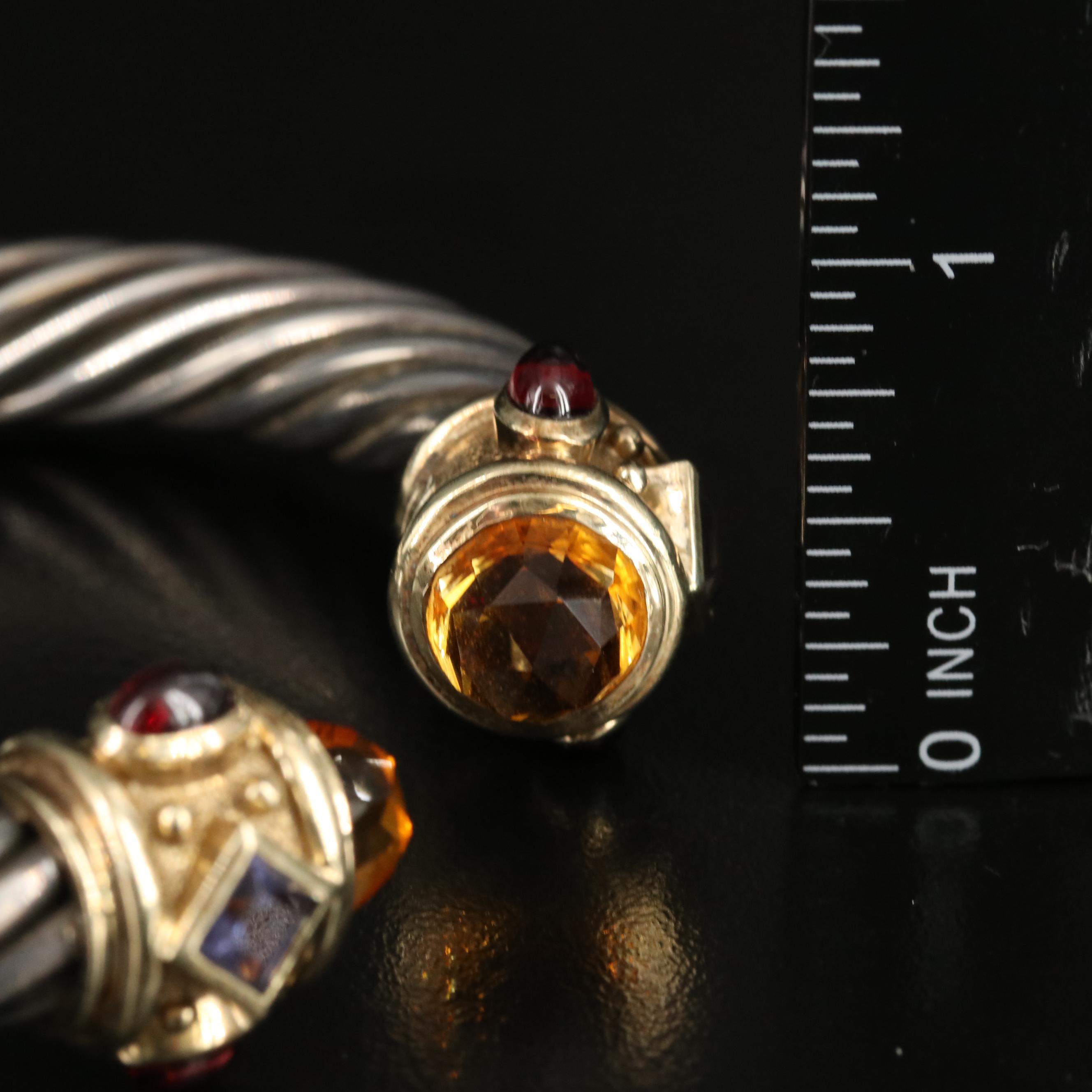 David Yurman "Renaissance" Sterling Gemstone Cuff with 18K Accents