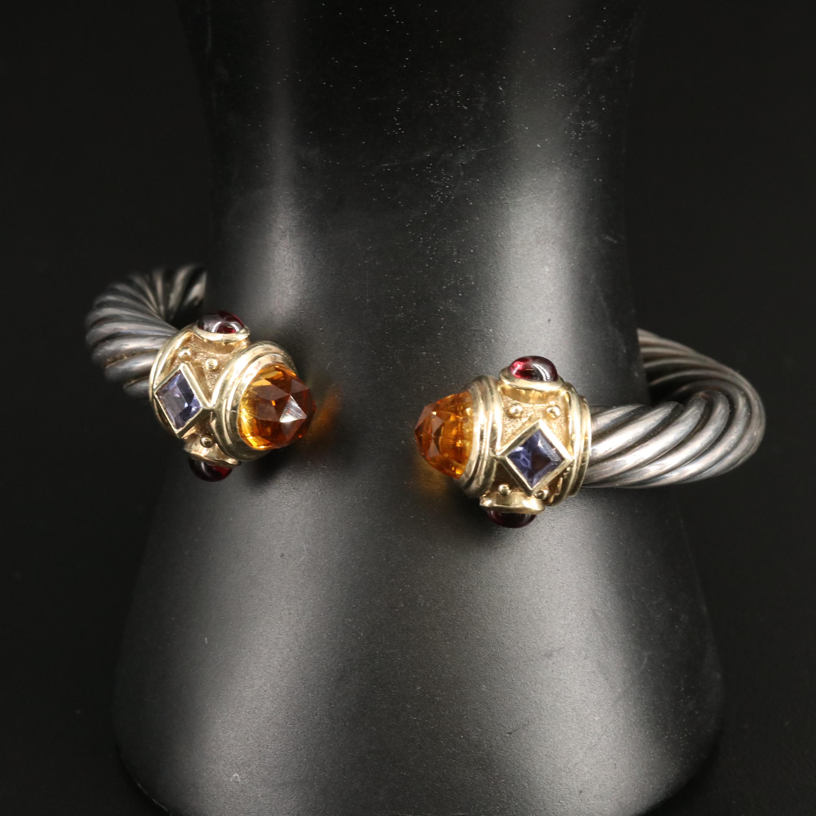 David Yurman "Renaissance" Sterling Gemstone Cuff with 18K Accents