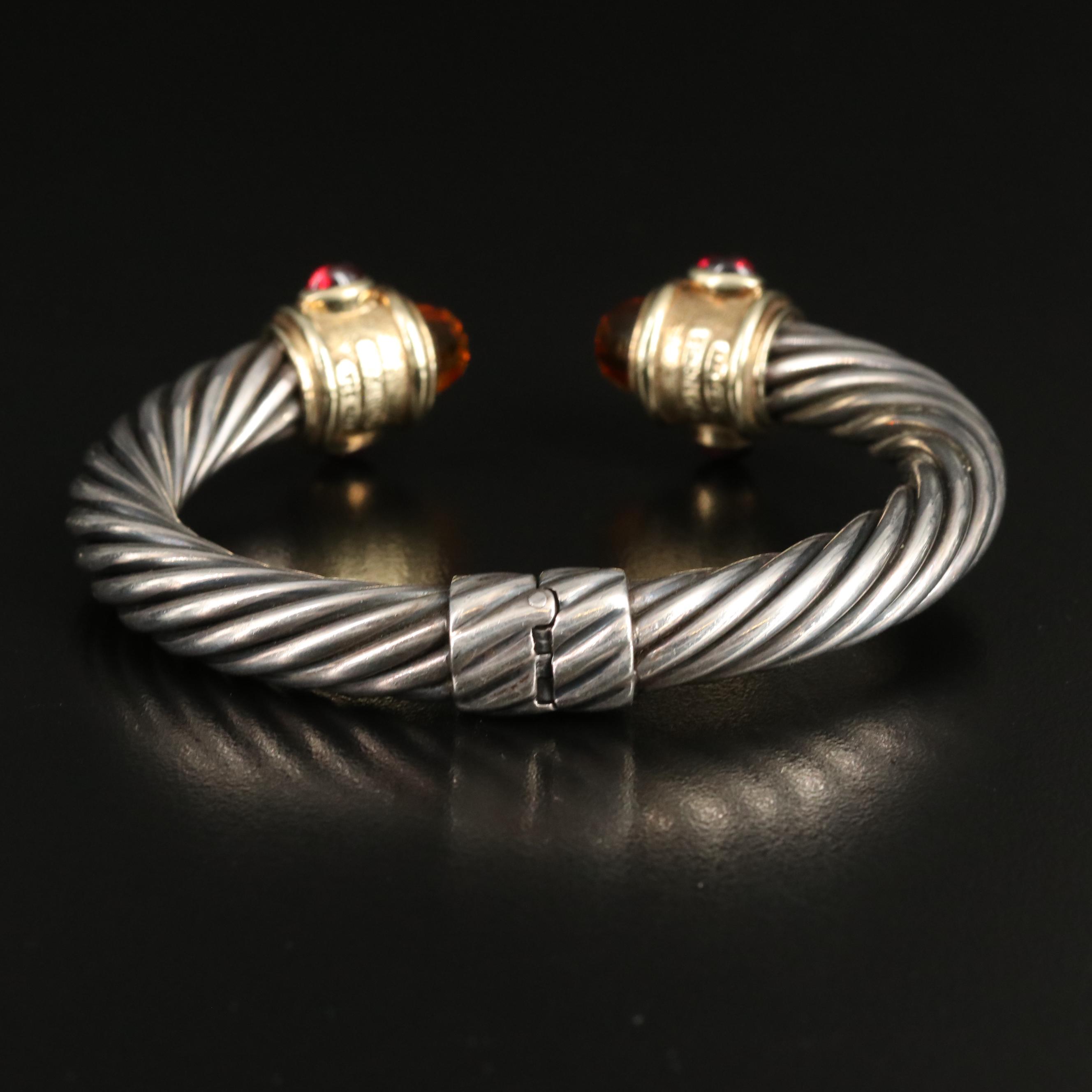 David Yurman "Renaissance" Sterling Gemstone Cuff with 18K Accents