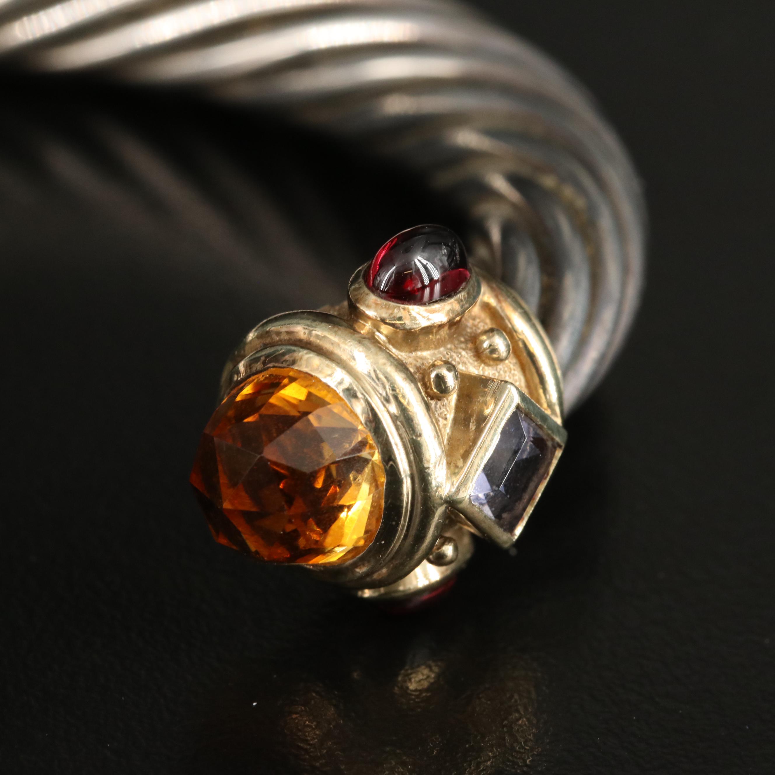 David Yurman "Renaissance" Sterling Gemstone Cuff with 18K Accents