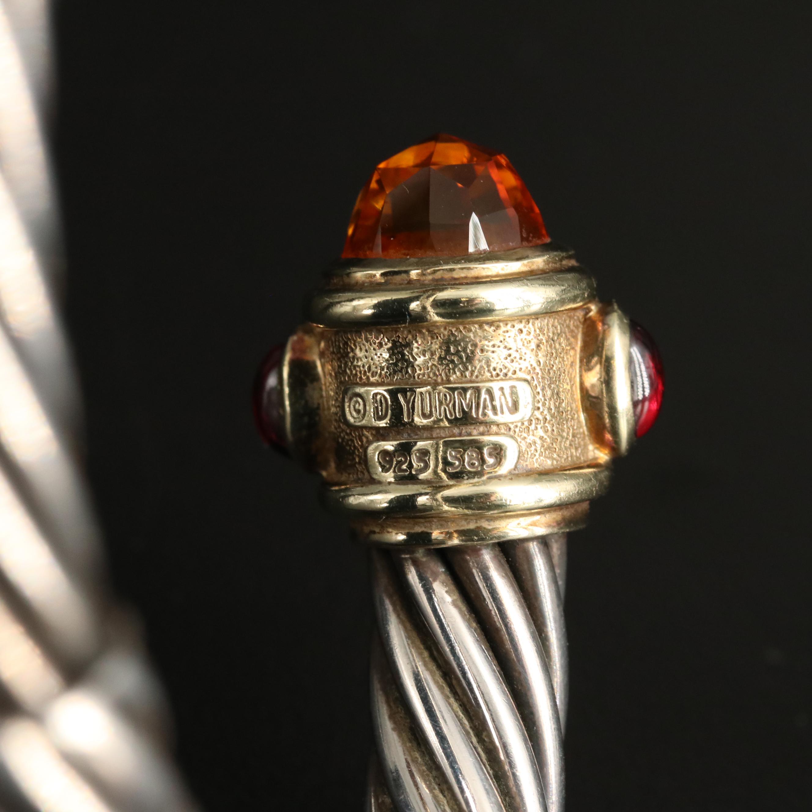 David Yurman "Renaissance" Sterling Gemstone Cuff with 18K Accents