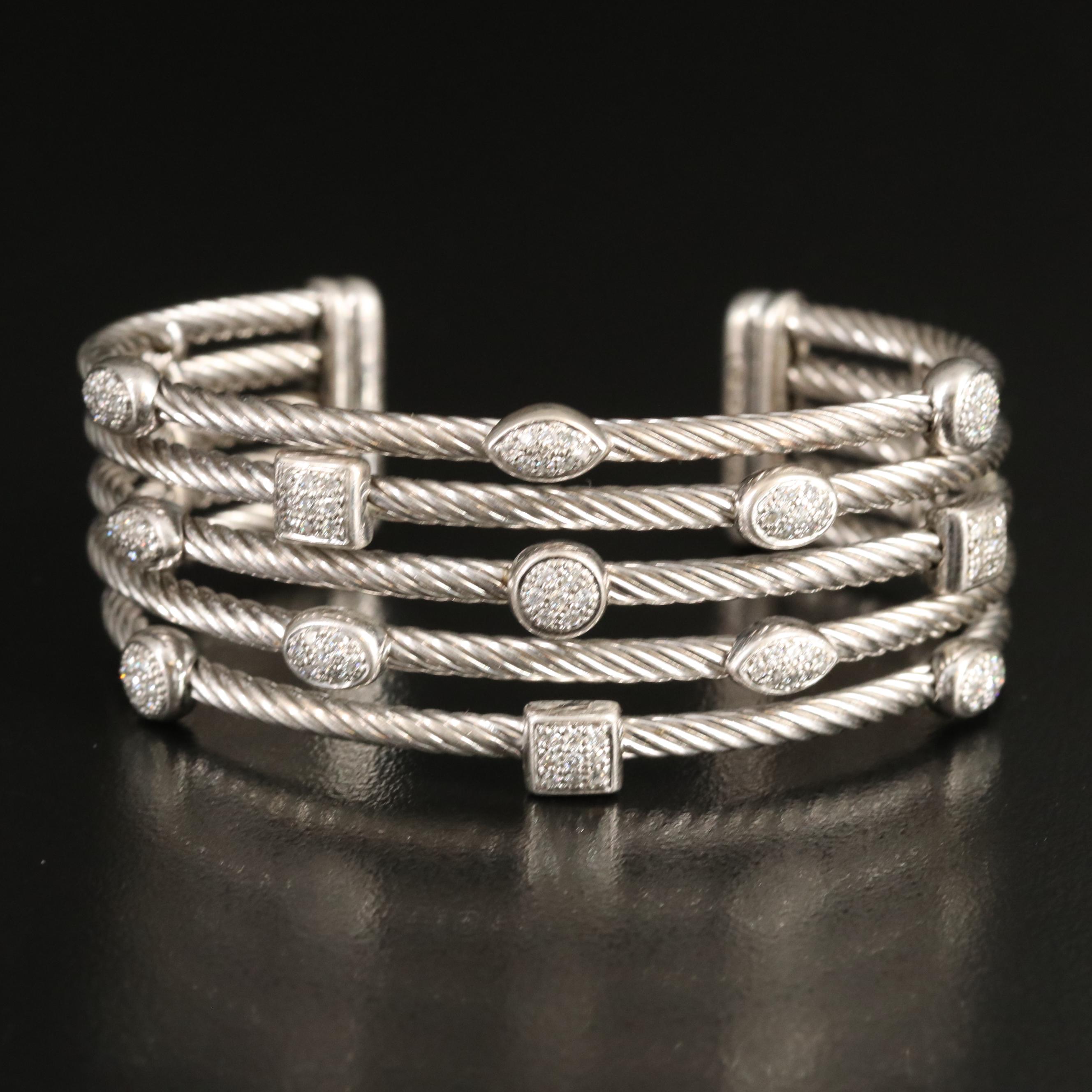 David Yurman "Confetti" Sterling Diamond Cuff