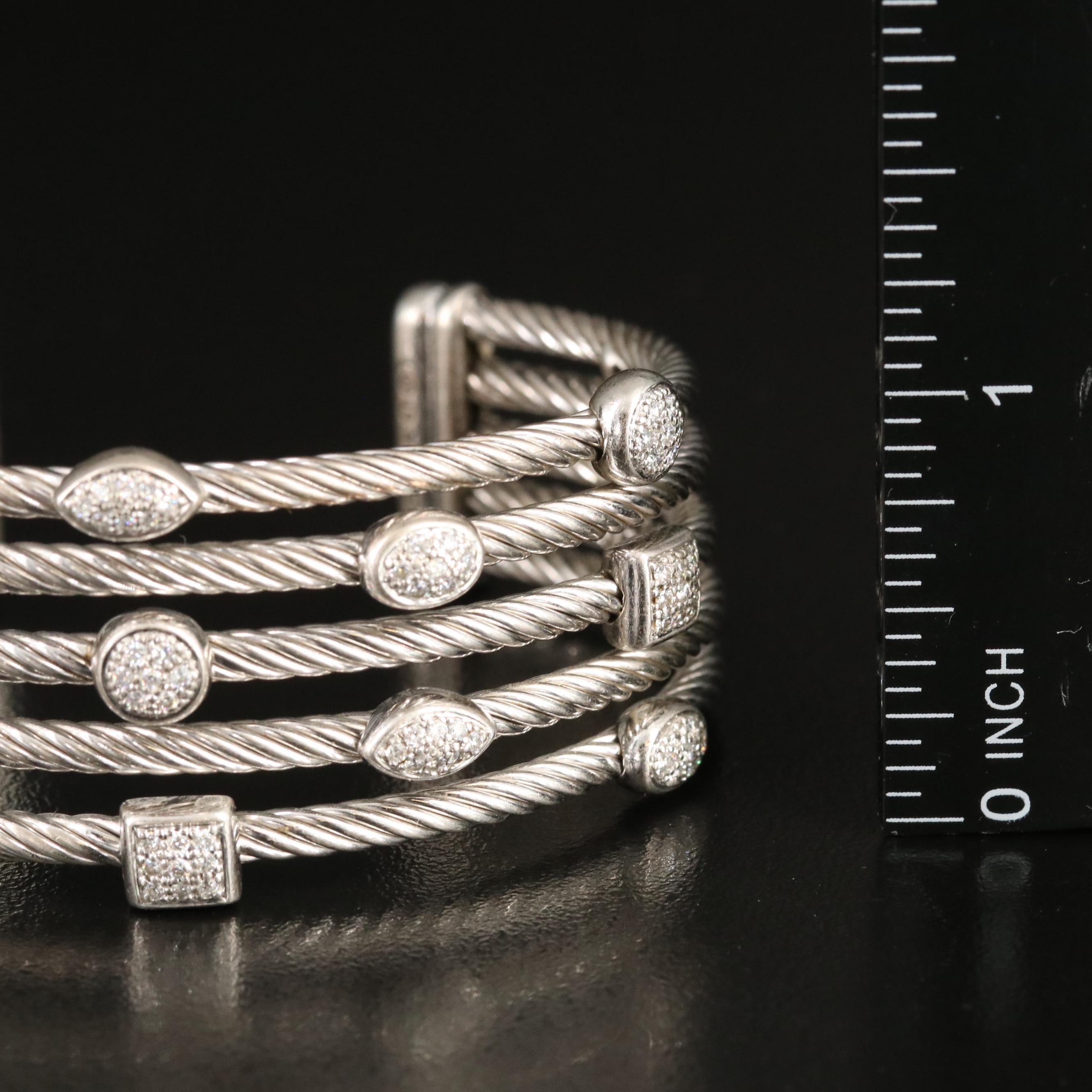 David Yurman "Confetti" Sterling Diamond Cuff