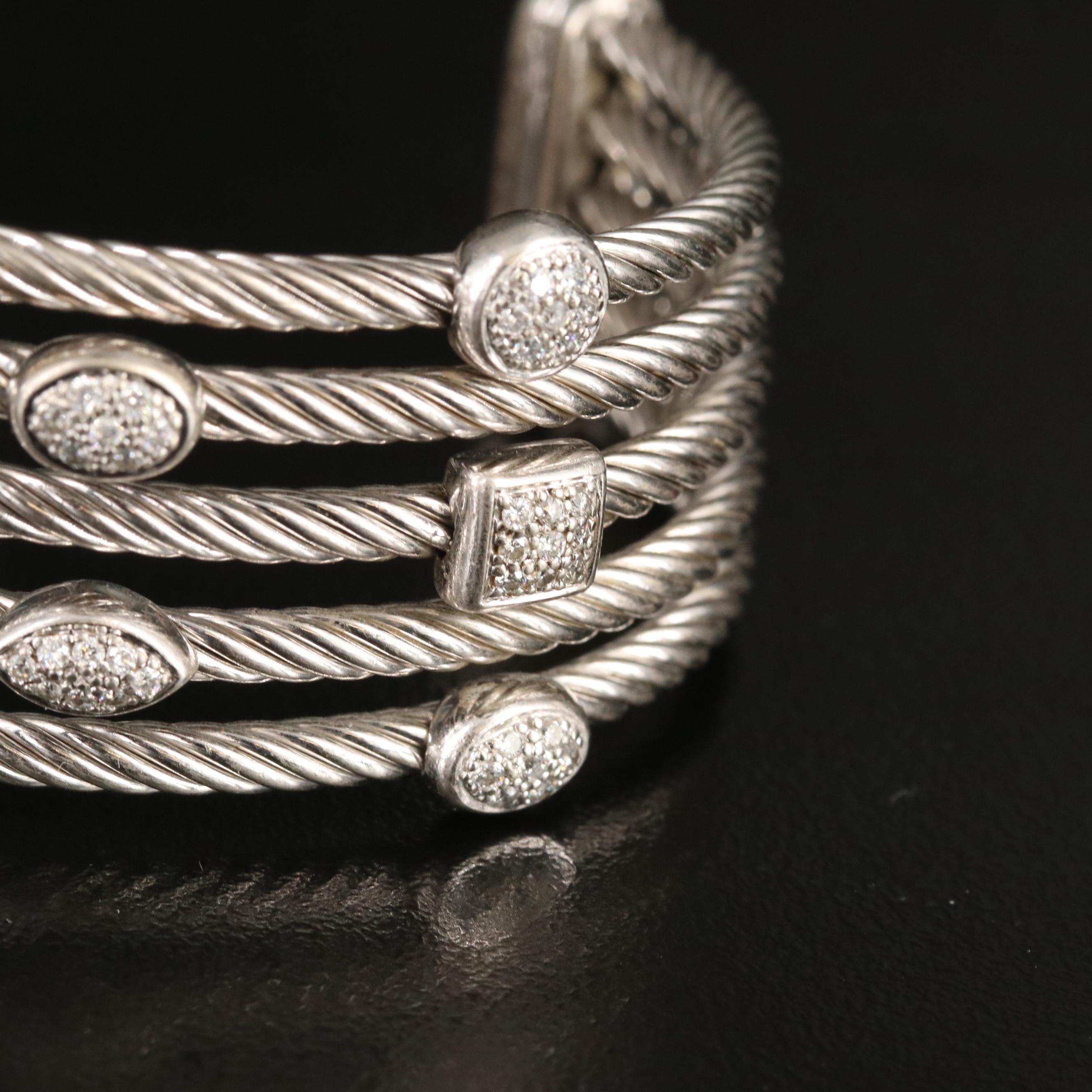 David Yurman "Confetti" Sterling Diamond Cuff