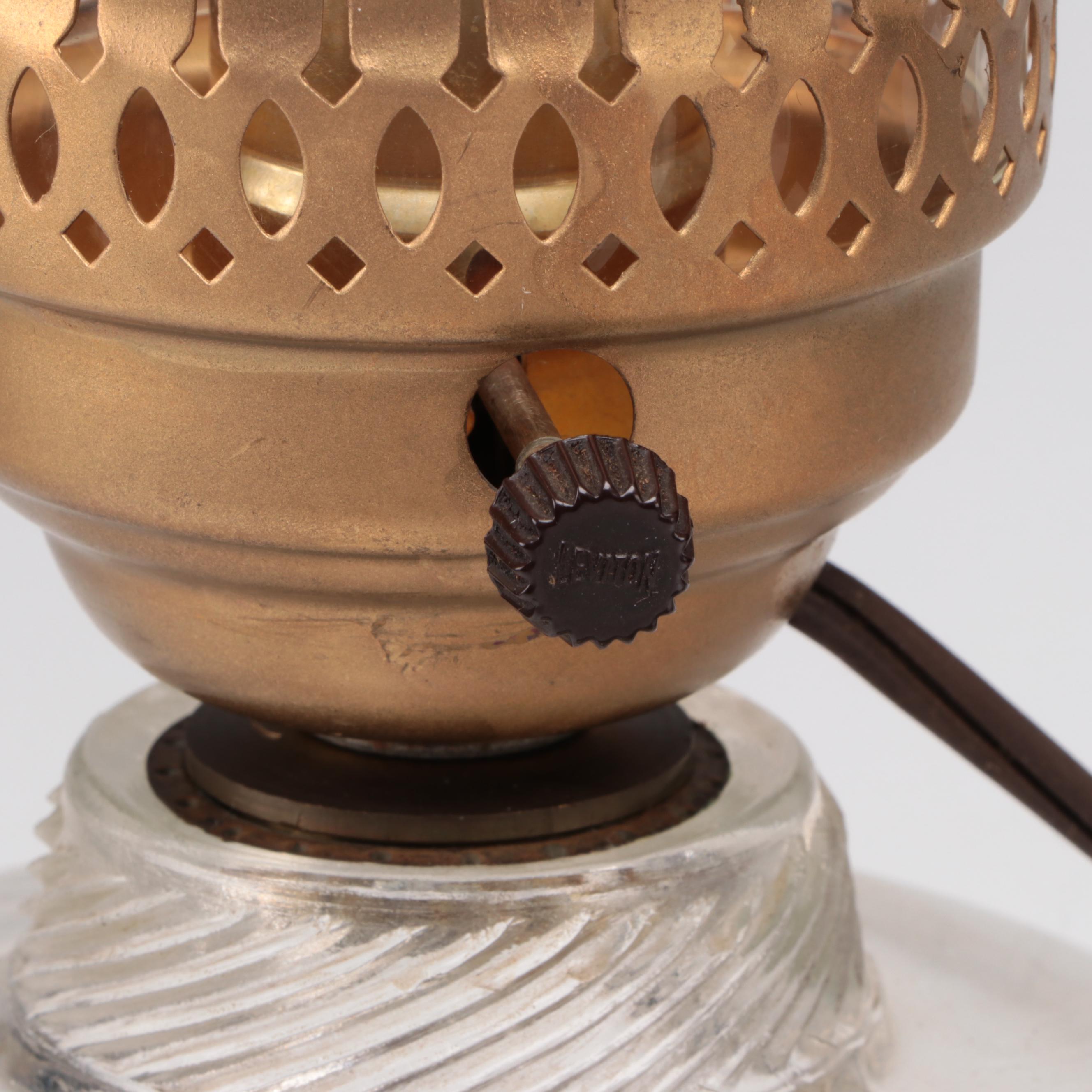 Toleware Adjustable Arm Lamp with Pressed Glass French Wired Table Lamp