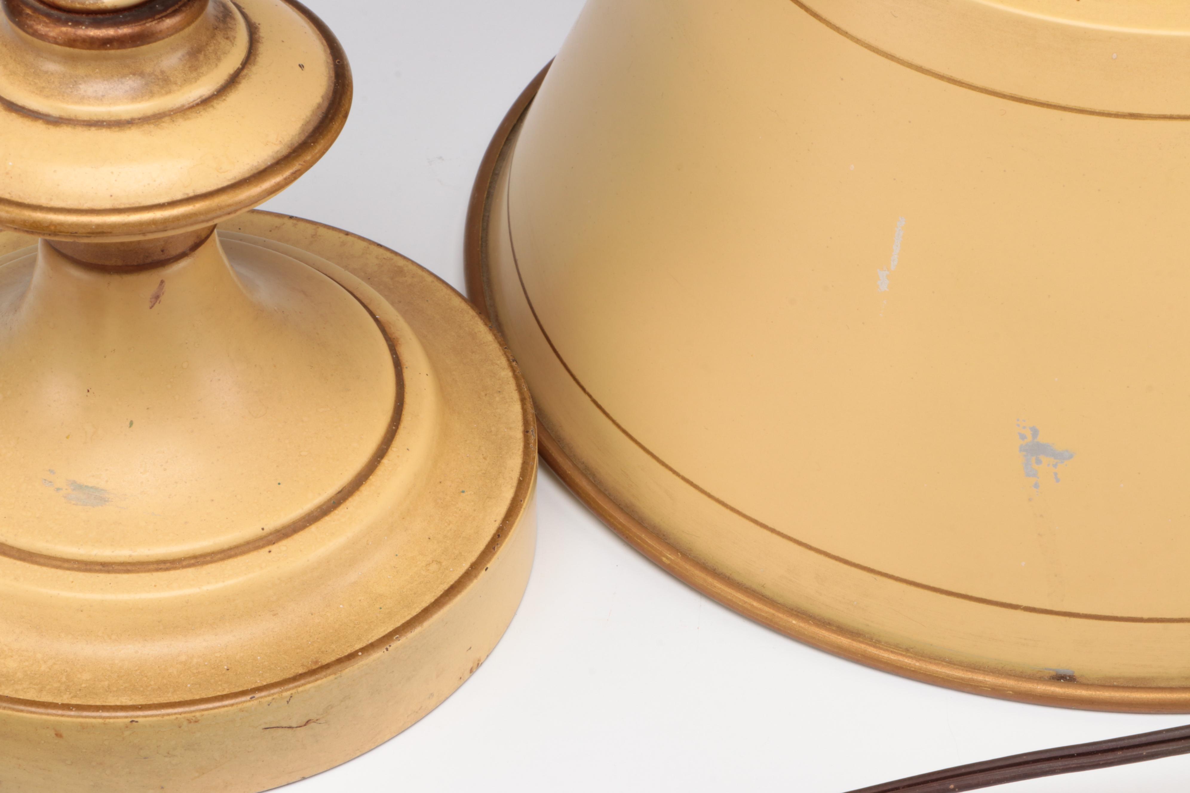 Toleware Adjustable Arm Lamp with Pressed Glass French Wired Table Lamp