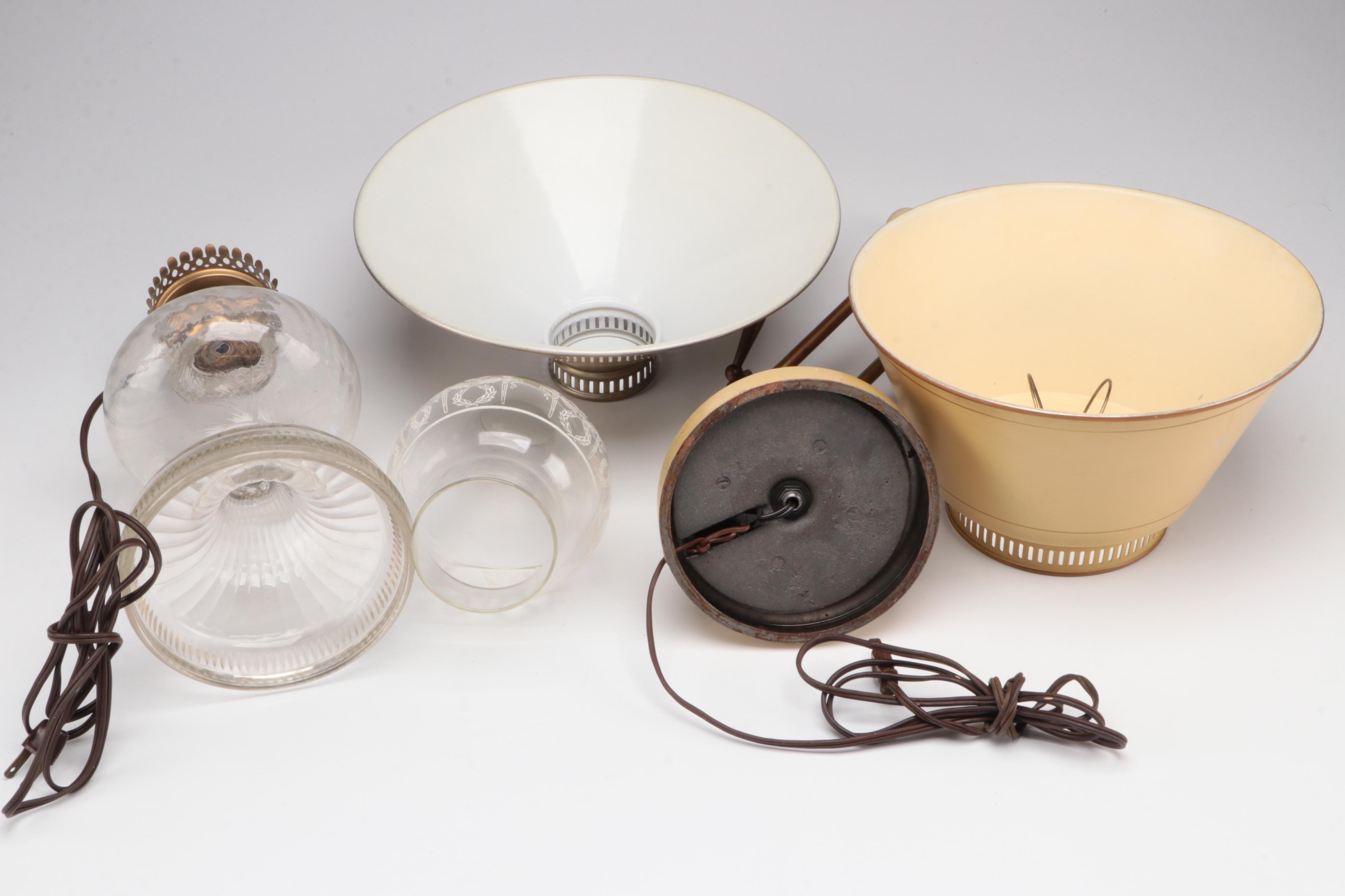 Toleware Adjustable Arm Lamp with Pressed Glass French Wired Table Lamp