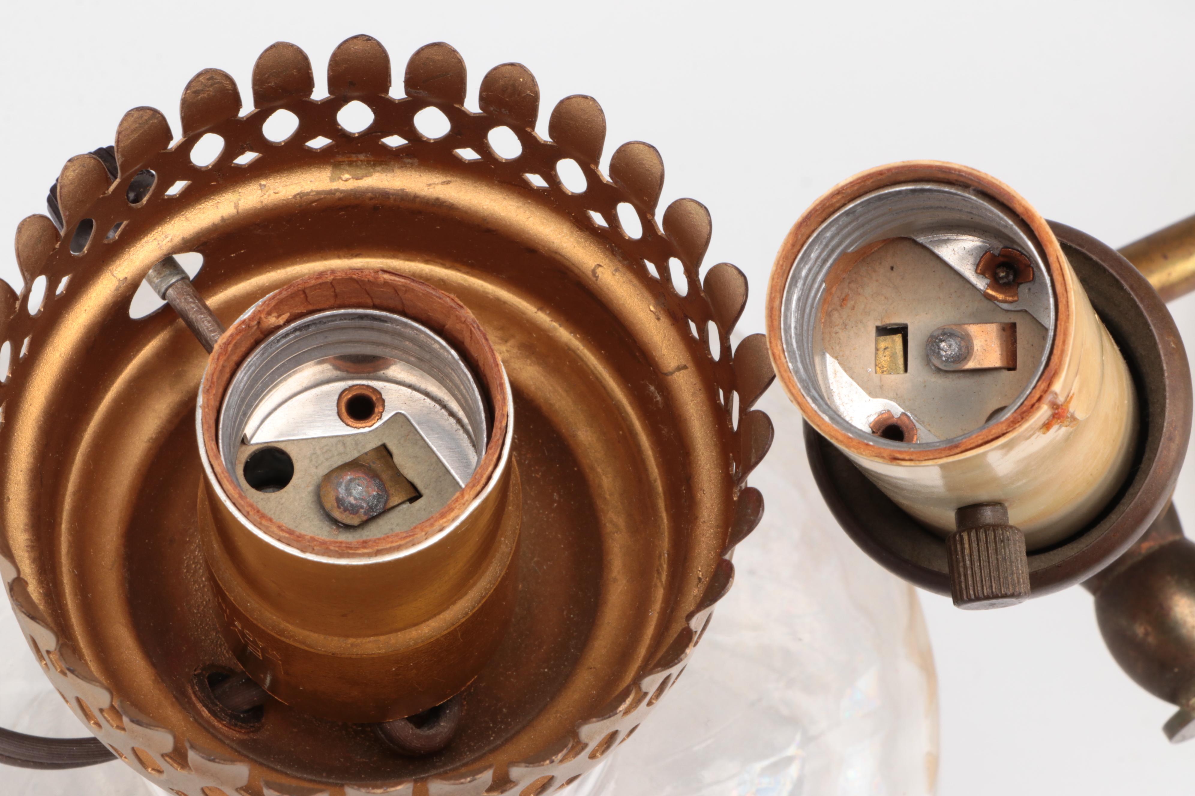 Toleware Adjustable Arm Lamp with Pressed Glass French Wired Table Lamp