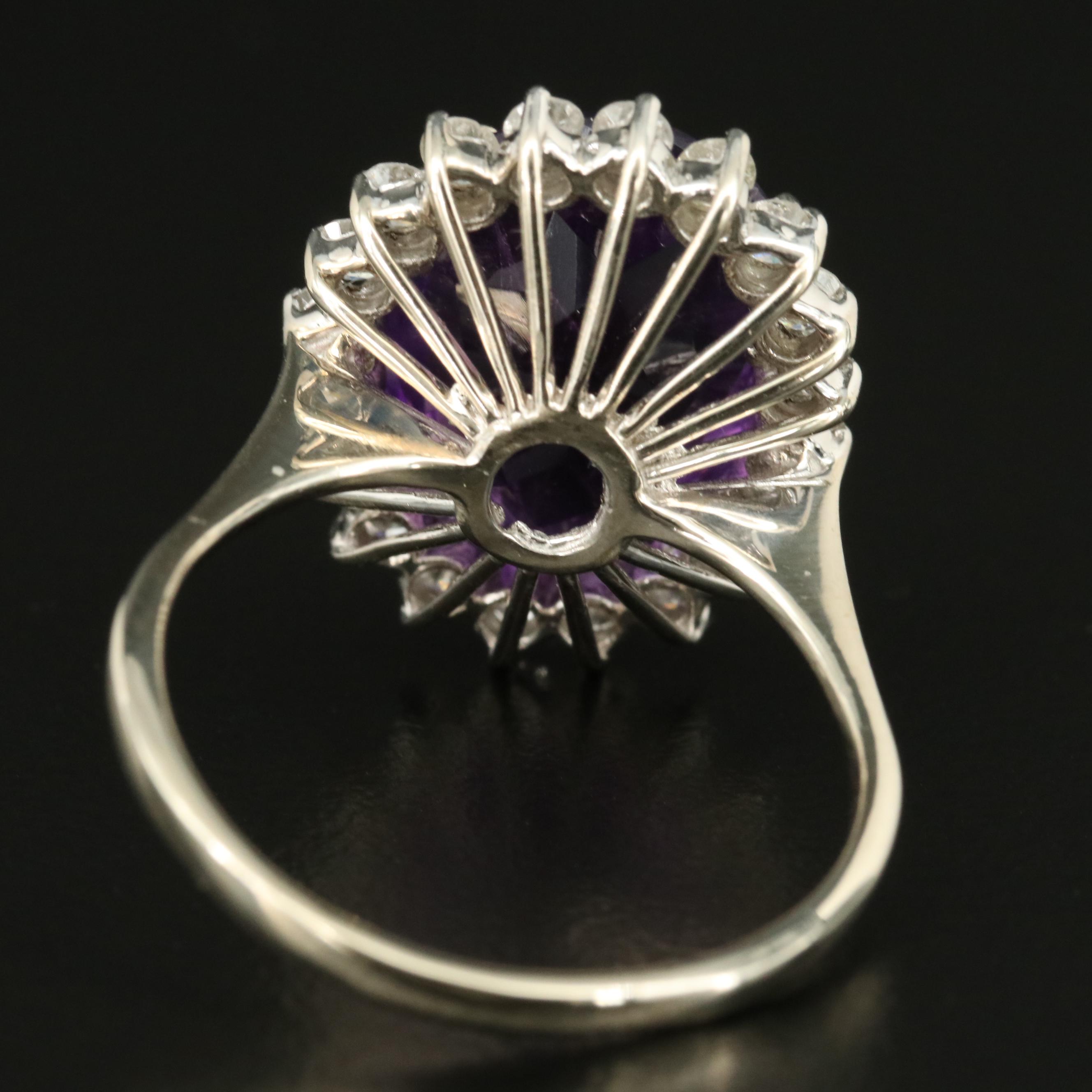 14K Amethyst and Diamond Halo Ring