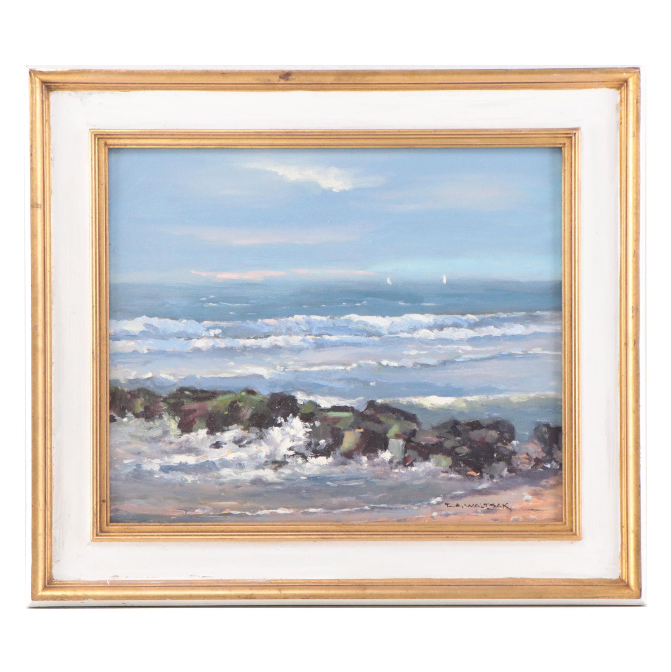 Robert Alan Waltsak Coastal Landscape Oil Painting