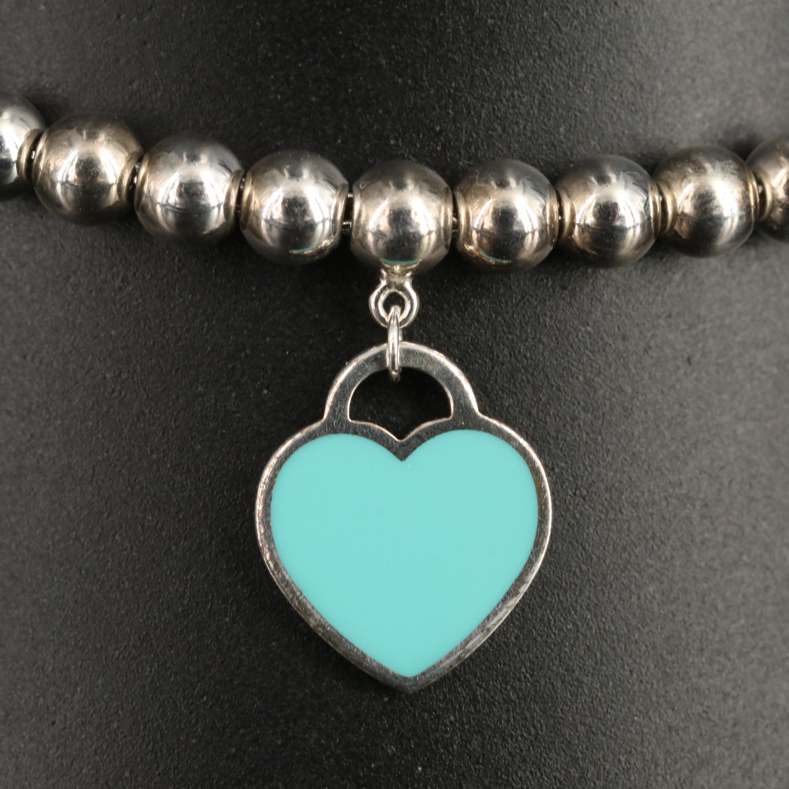 Tiffany & Co. "Return to Tiffany" Sterling Blue Enamel Heart Tag Bracelet
