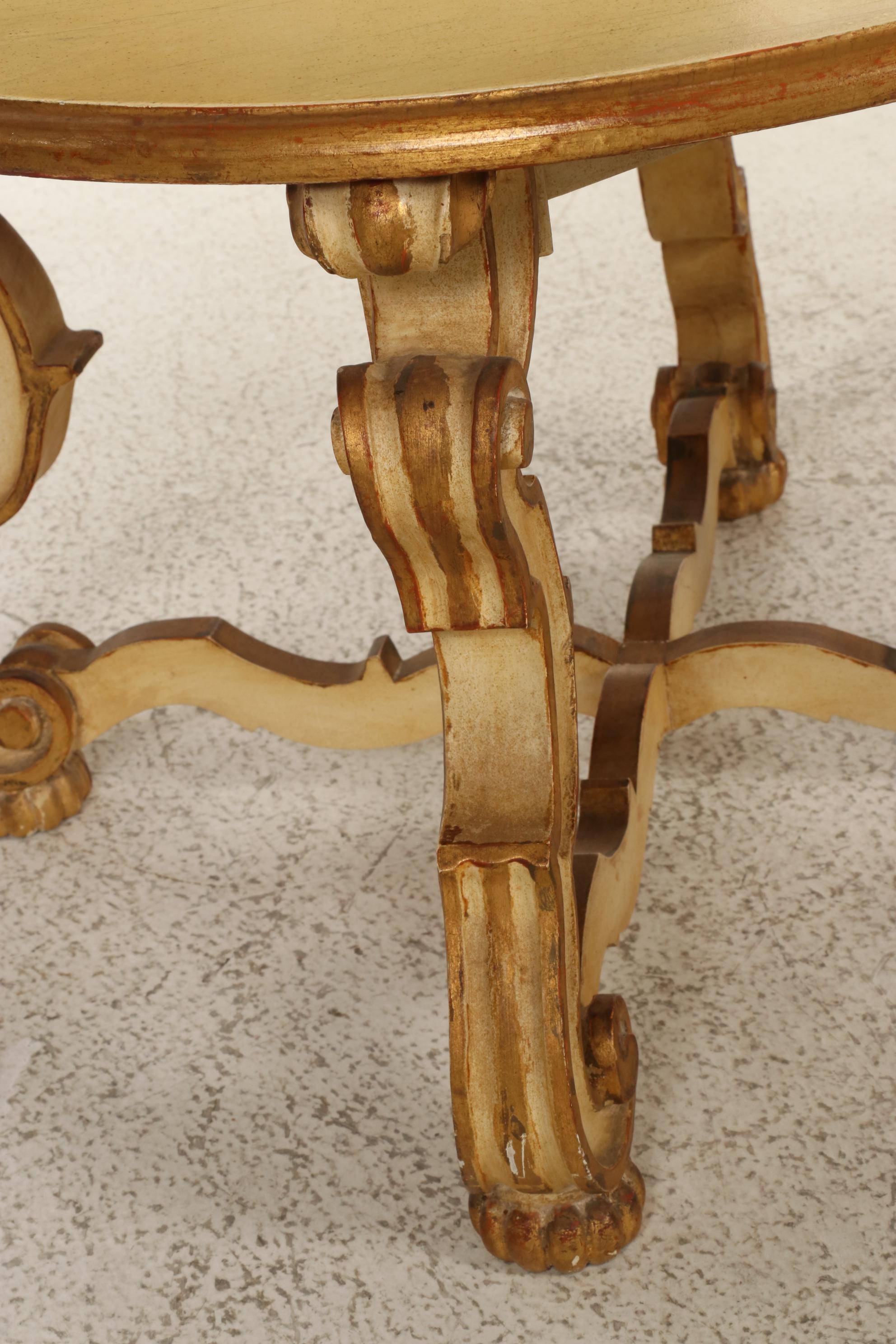 Palladio Italian Baroque Style Cream and Gold Painted Coffee Table