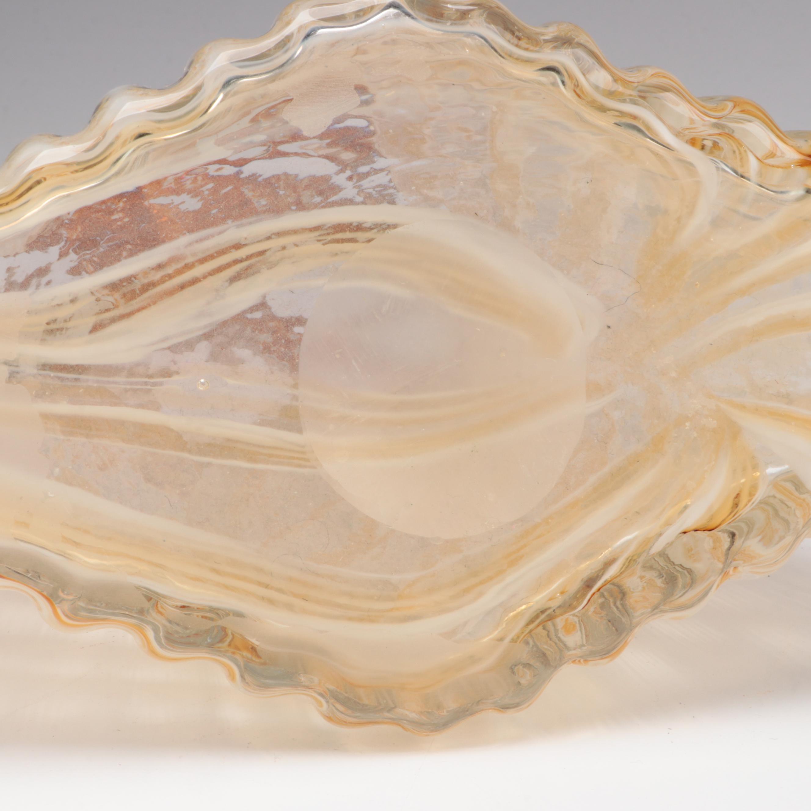 Latticino Blown Glass Purse Vase